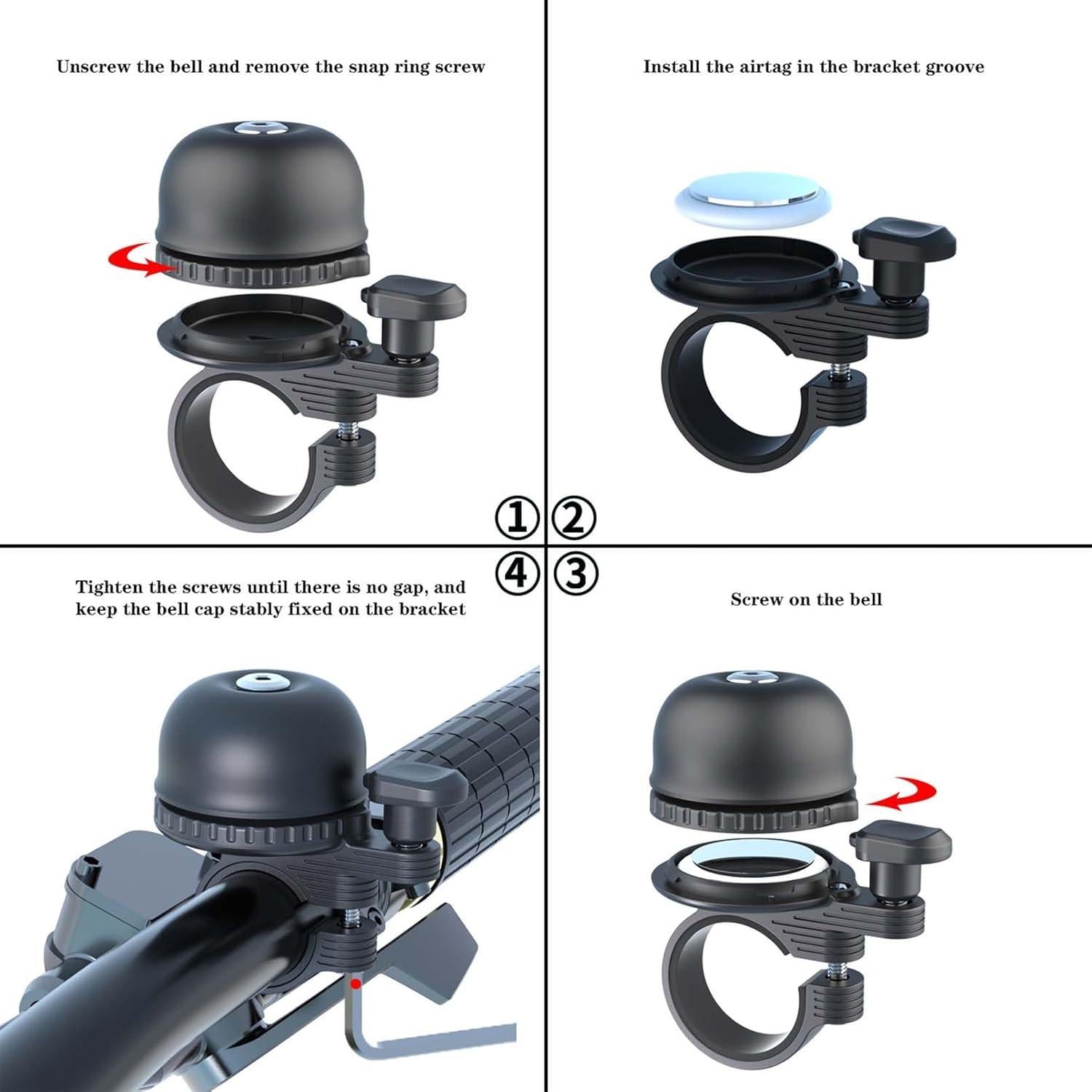 Campana de Bicicleta ORYXBOOST con Soporte Oculto para AirTag