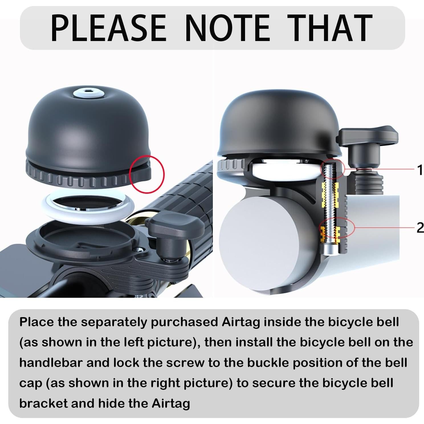 Campana de Bicicleta ORYXBOOST con Soporte Oculto para AirTag