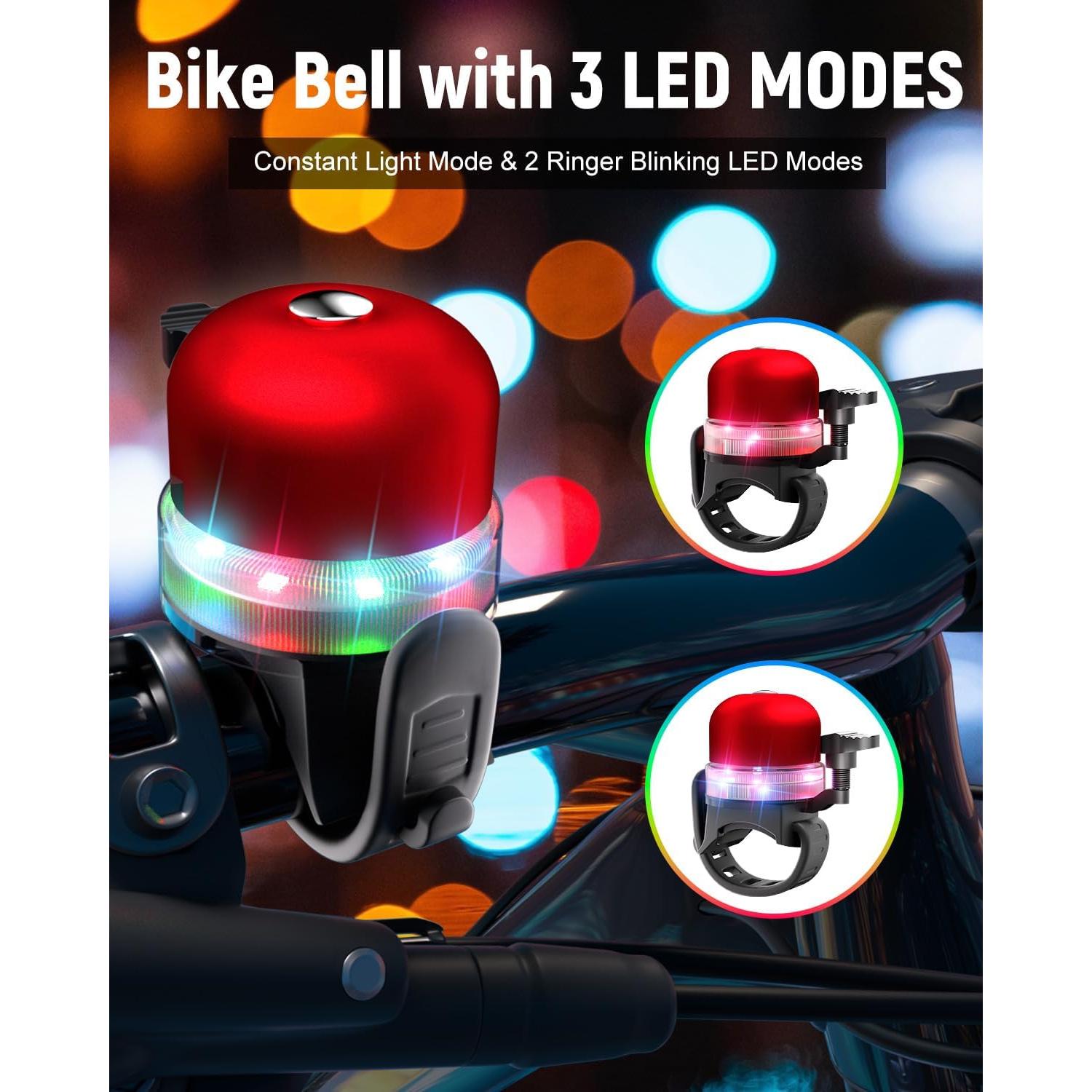 Timbre de bicicleta LED Mugkom con sonido fuerte y 3 modos