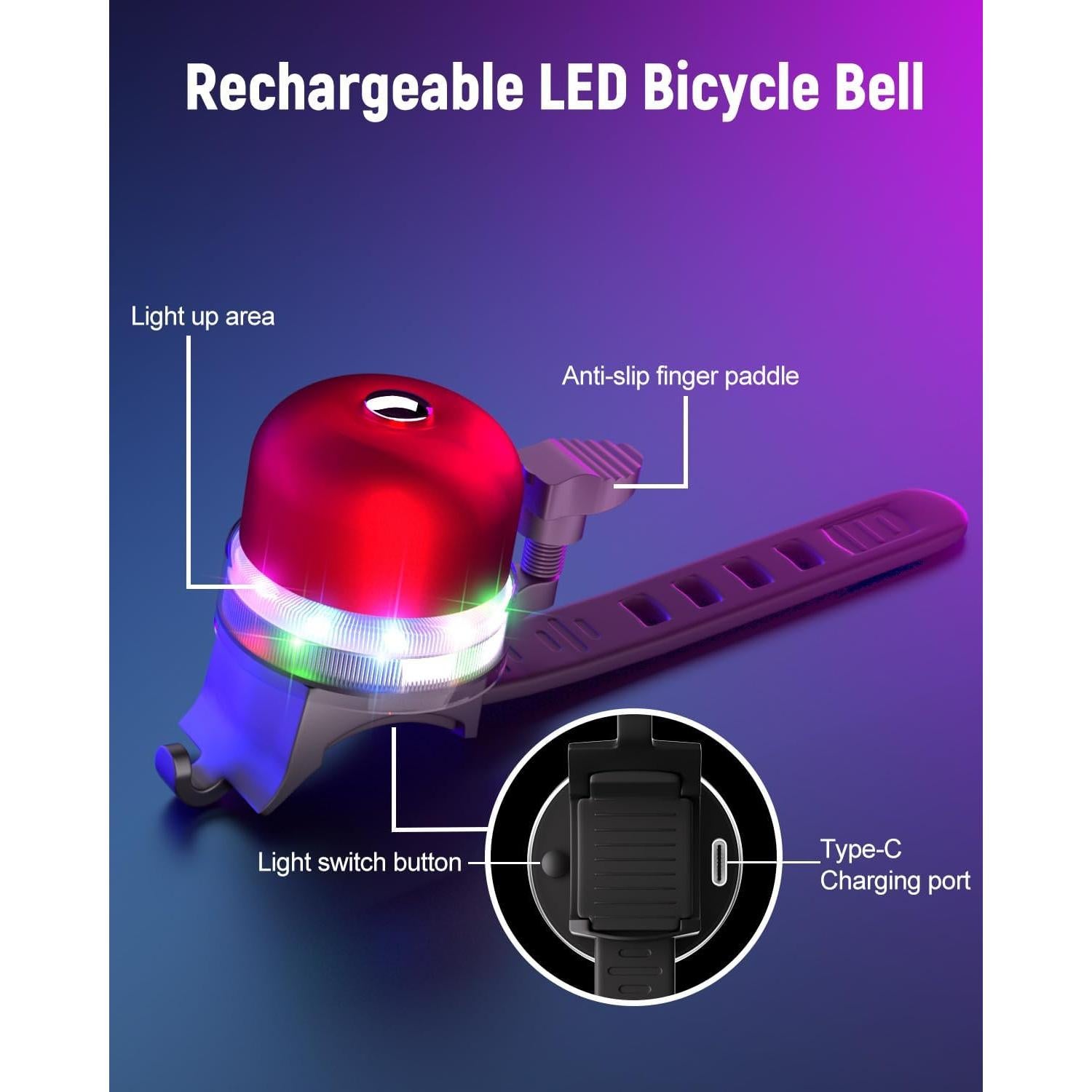 Timbre de bicicleta LED Mugkom con sonido fuerte y 3 modos
