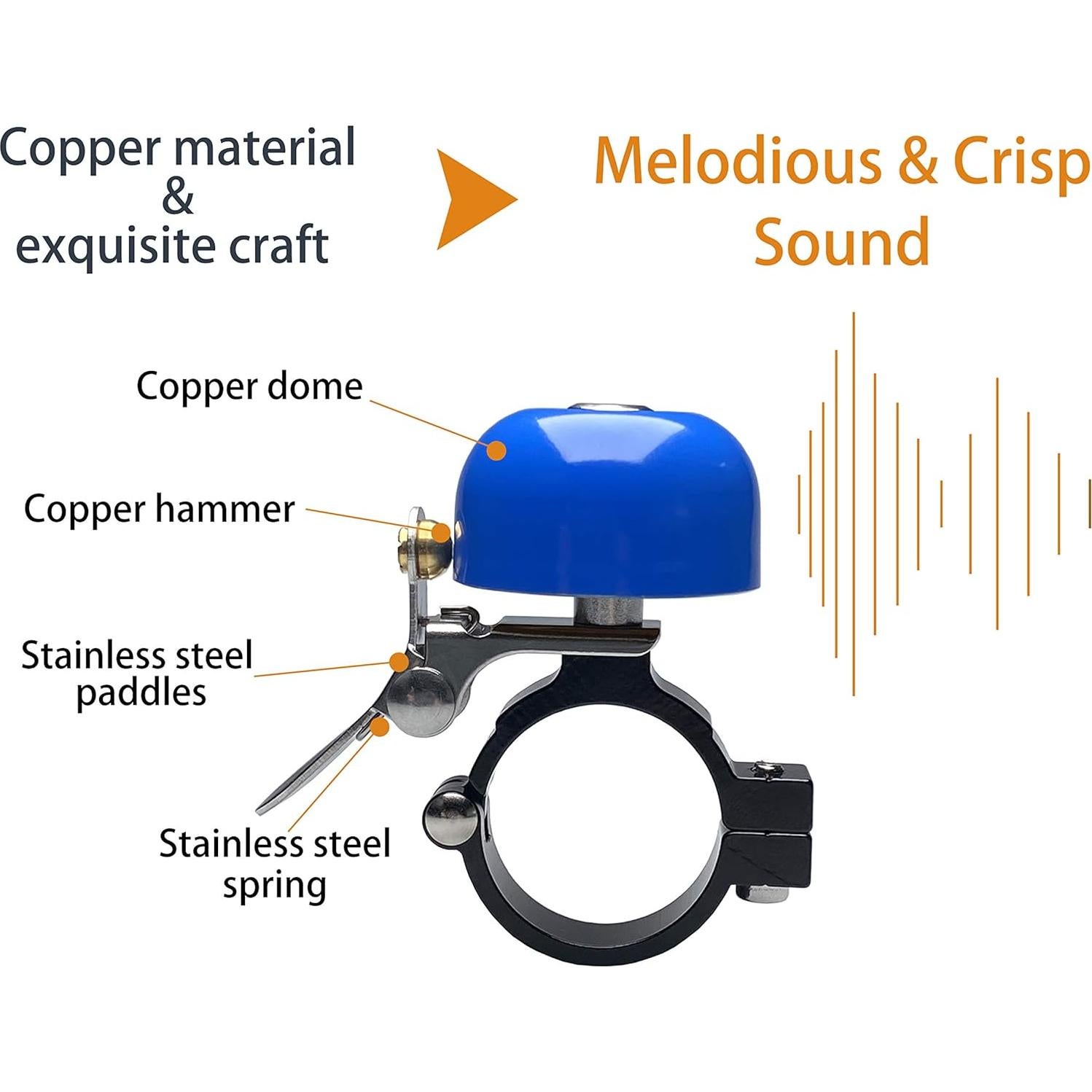 Campana de Bicicleta Zotemo de Latón, Sonido Fuerte, Ajustable