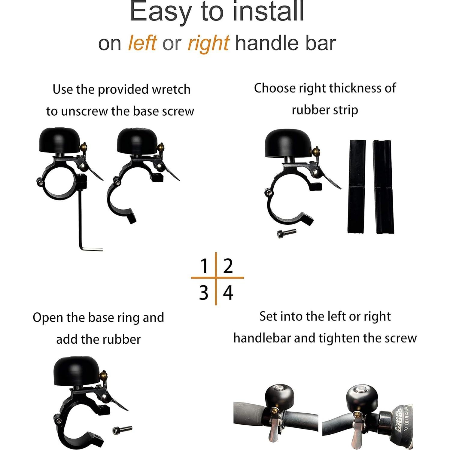 Campana de Bicicleta Zotemo de Latón, Sonido Fuerte, Ajustable