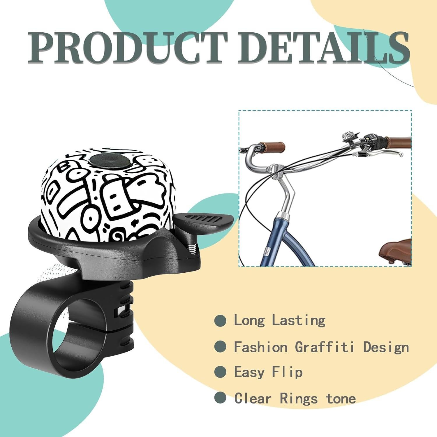 Campana de Bicicleta Rivsli RSUS-BB Graffiti Negra - Sonido Fuerte