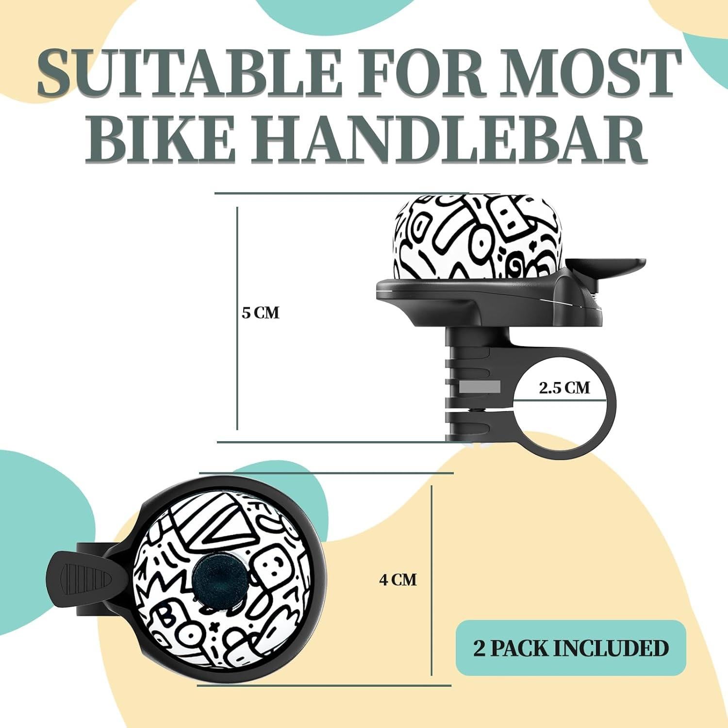 Campana de Bicicleta Rivsli RSUS-BB Graffiti Negra - Sonido Fuerte