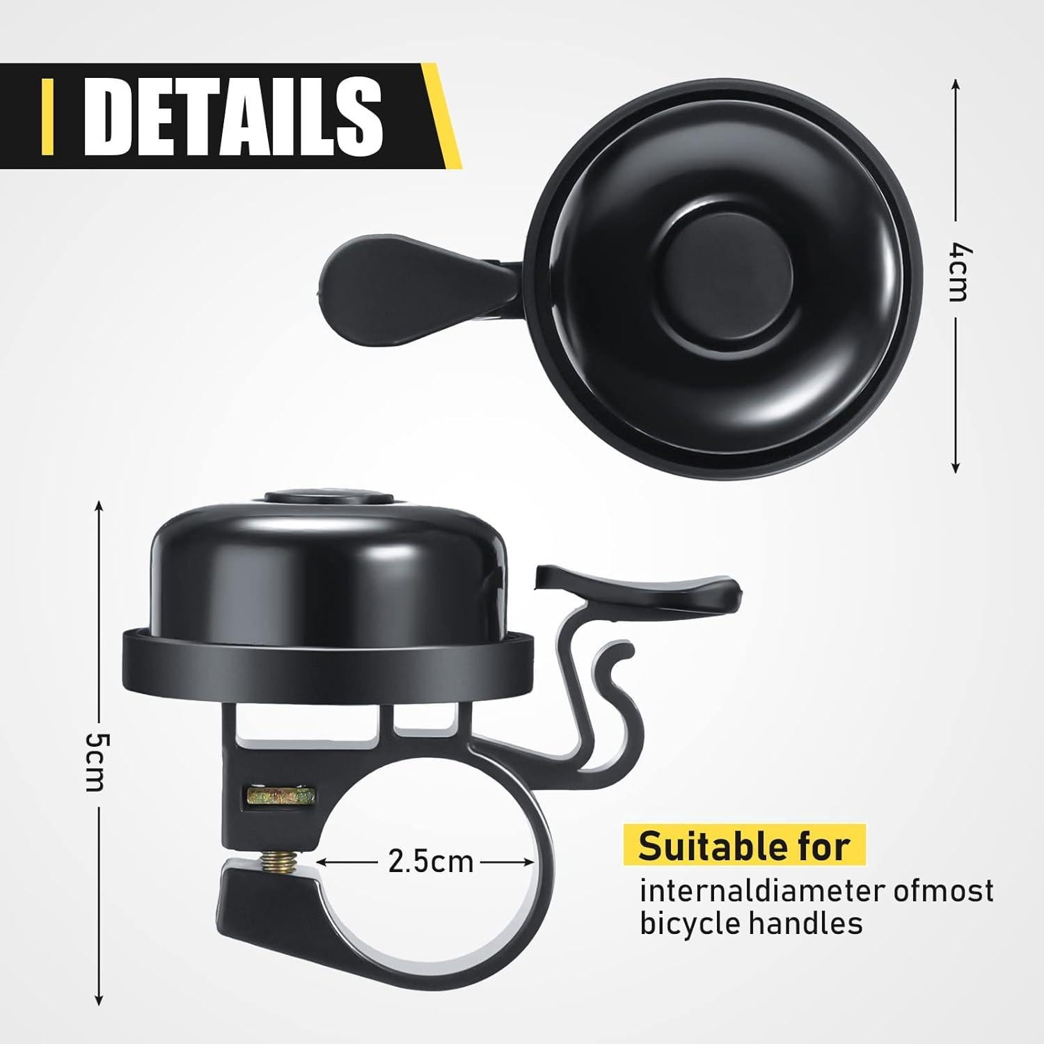 Timbres de Bicicleta BBTO 10 Pcs Aluminio Negro Sonido Claro