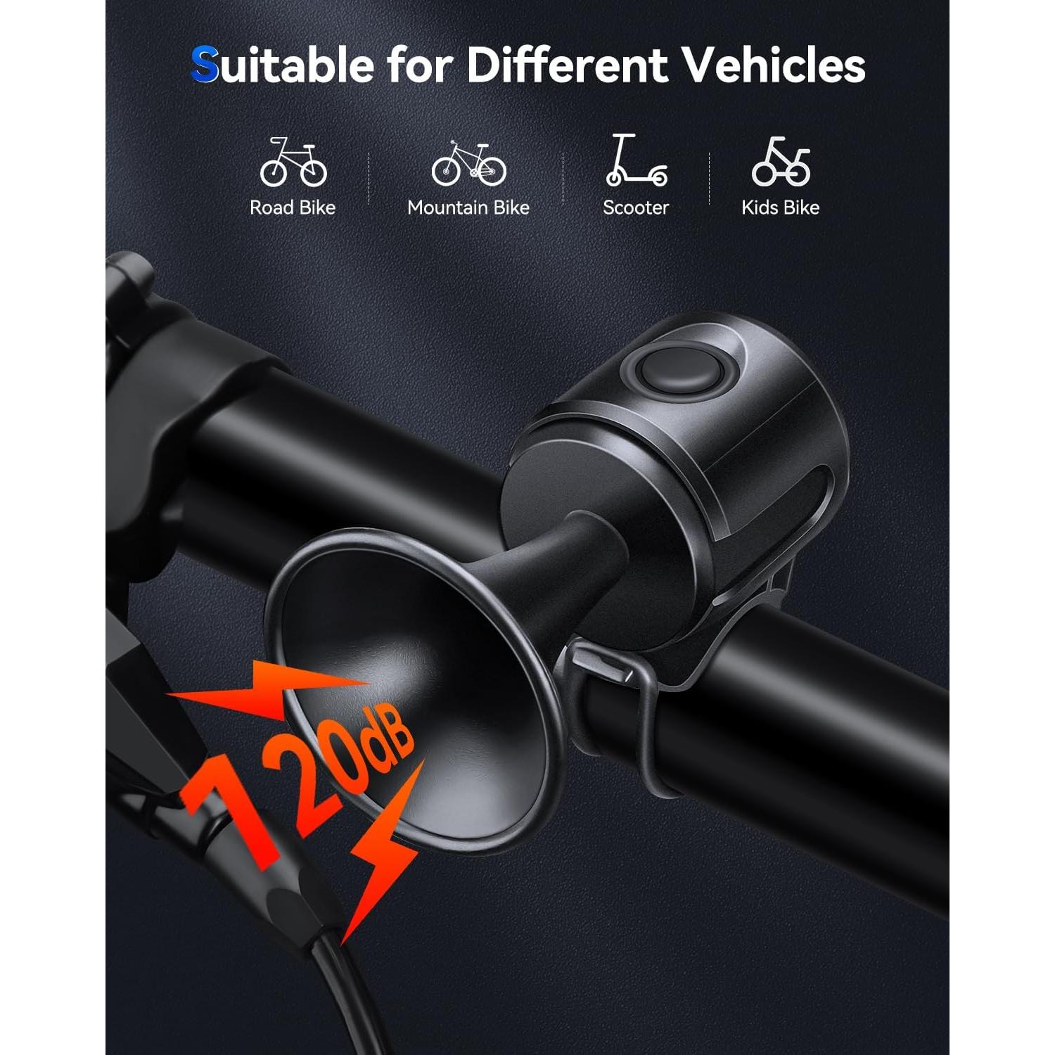 Timbre Eléctrico para Bicicleta EQIIO EH-2 120dB Resistente al Agua