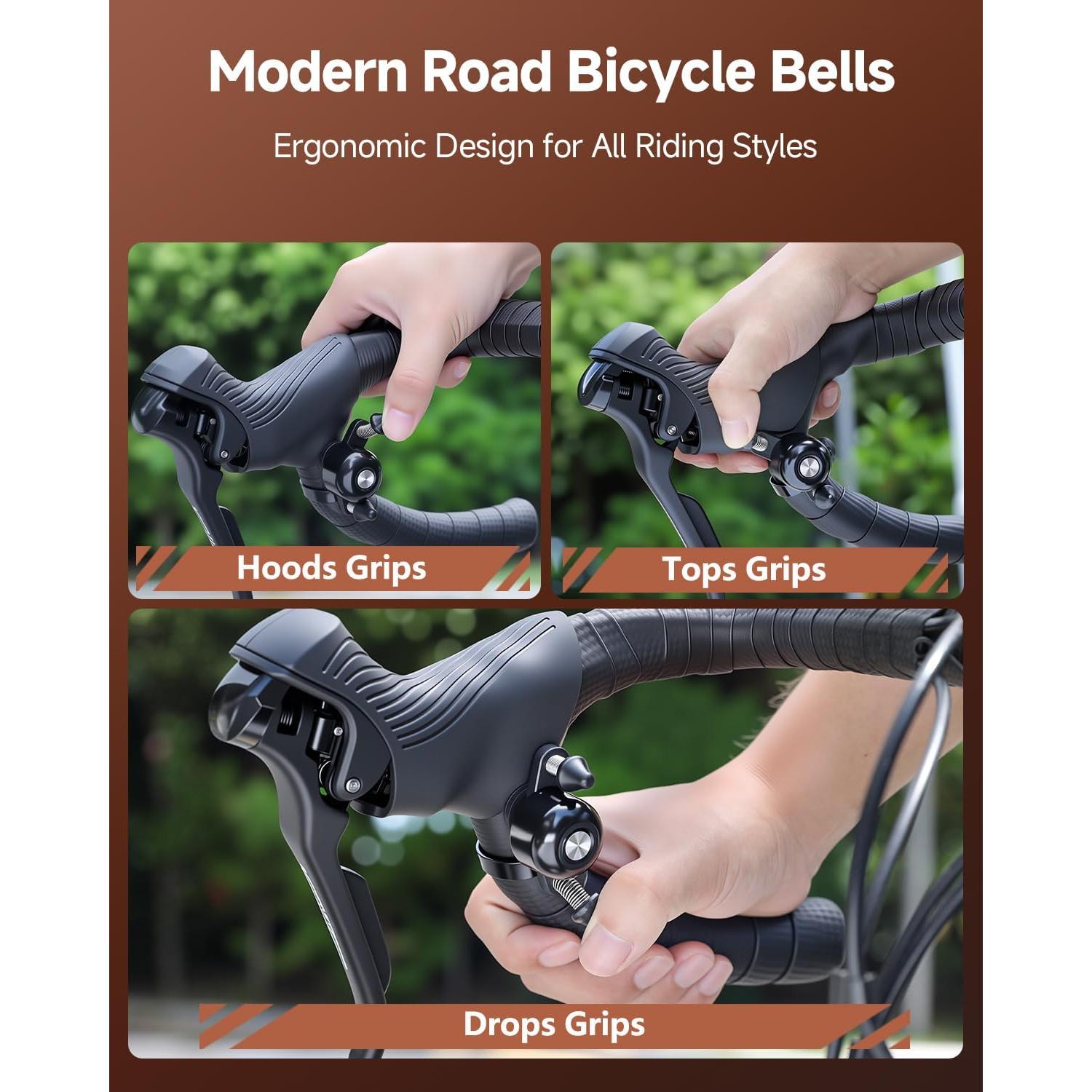 Campana de Bicicleta POWVINE Doble Martillo 100dB Ajustable