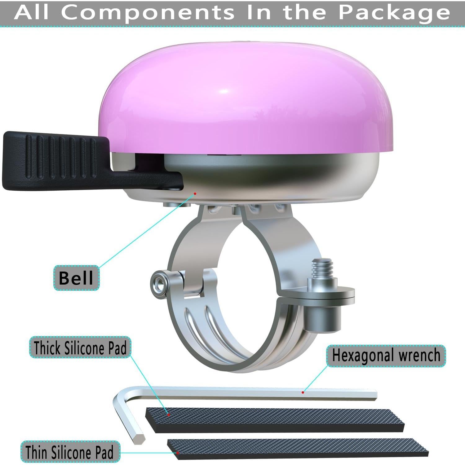 Campana de Bicicleta Greallthy Clásica Rosa para Manillar