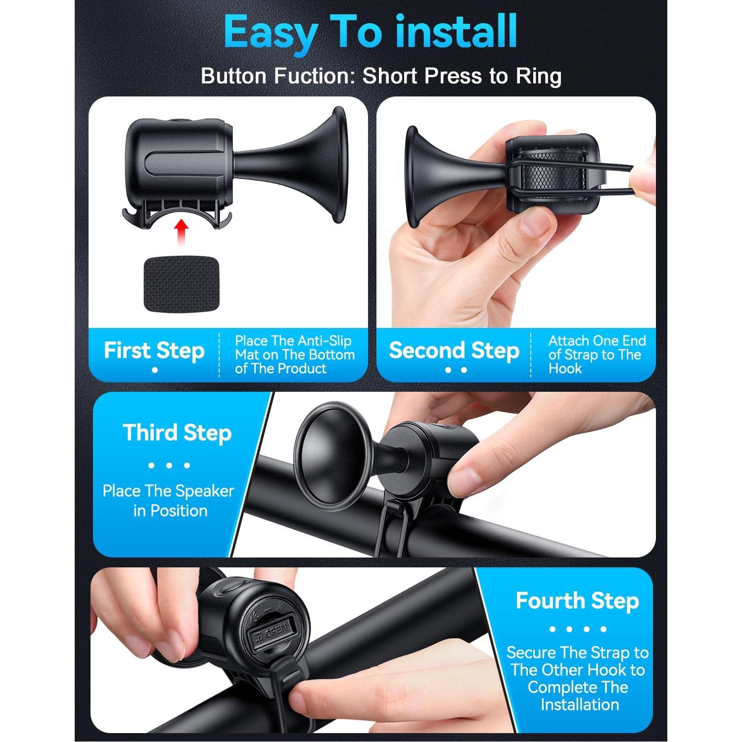 Timbre Eléctrico para Bicicleta POWVINE 130db Montaje Manillar