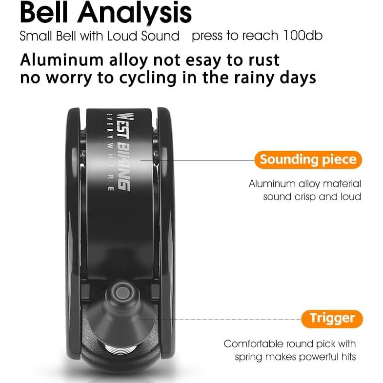 Campana de Bicicleta Oculta LESOVI 100dB para Manillar 22.2mm