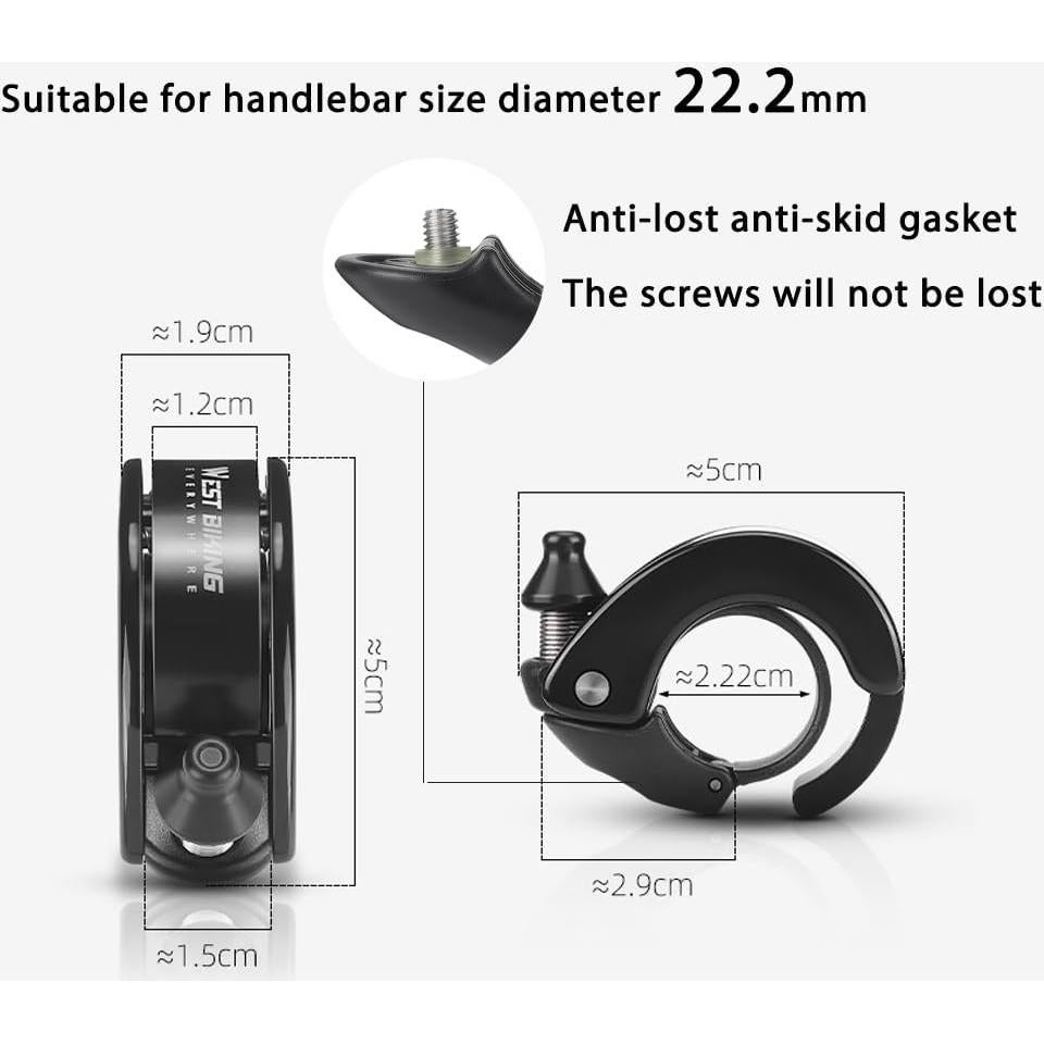Campana de Bicicleta Oculta LESOVI 100dB para Manillar 22.2mm