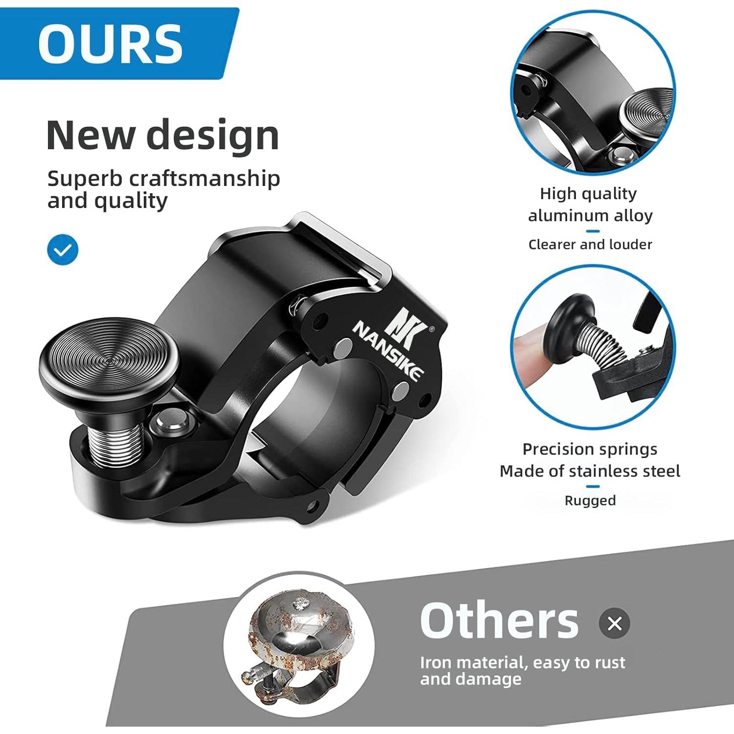 Campana de Bicicleta NANSIKE Mini Aluminio 100 dB Manillar 22-24mm