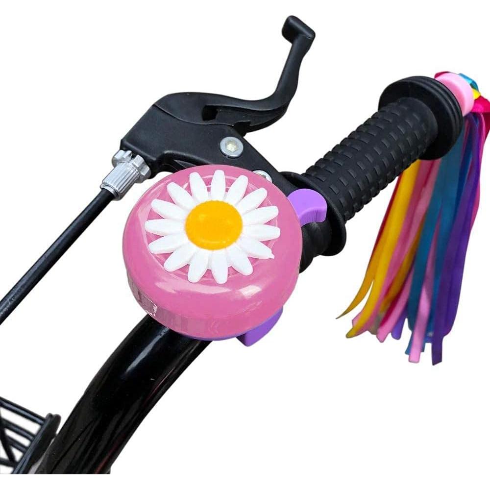 Timbre de Bicicleta Infantil Kortes + 2 Streamers Rosa y Púrpura