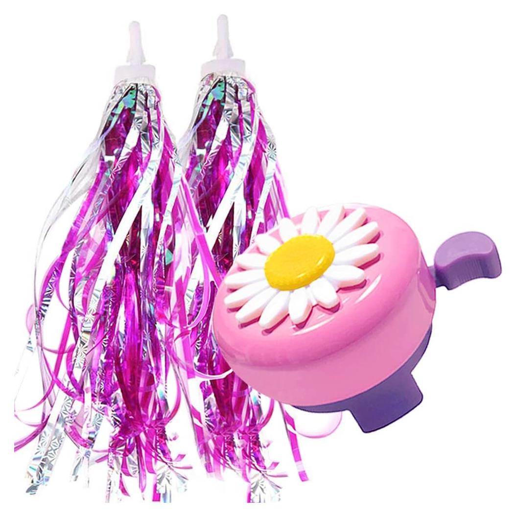 Timbre de Bicicleta IEALODS con Streamers Rosa Púrpura