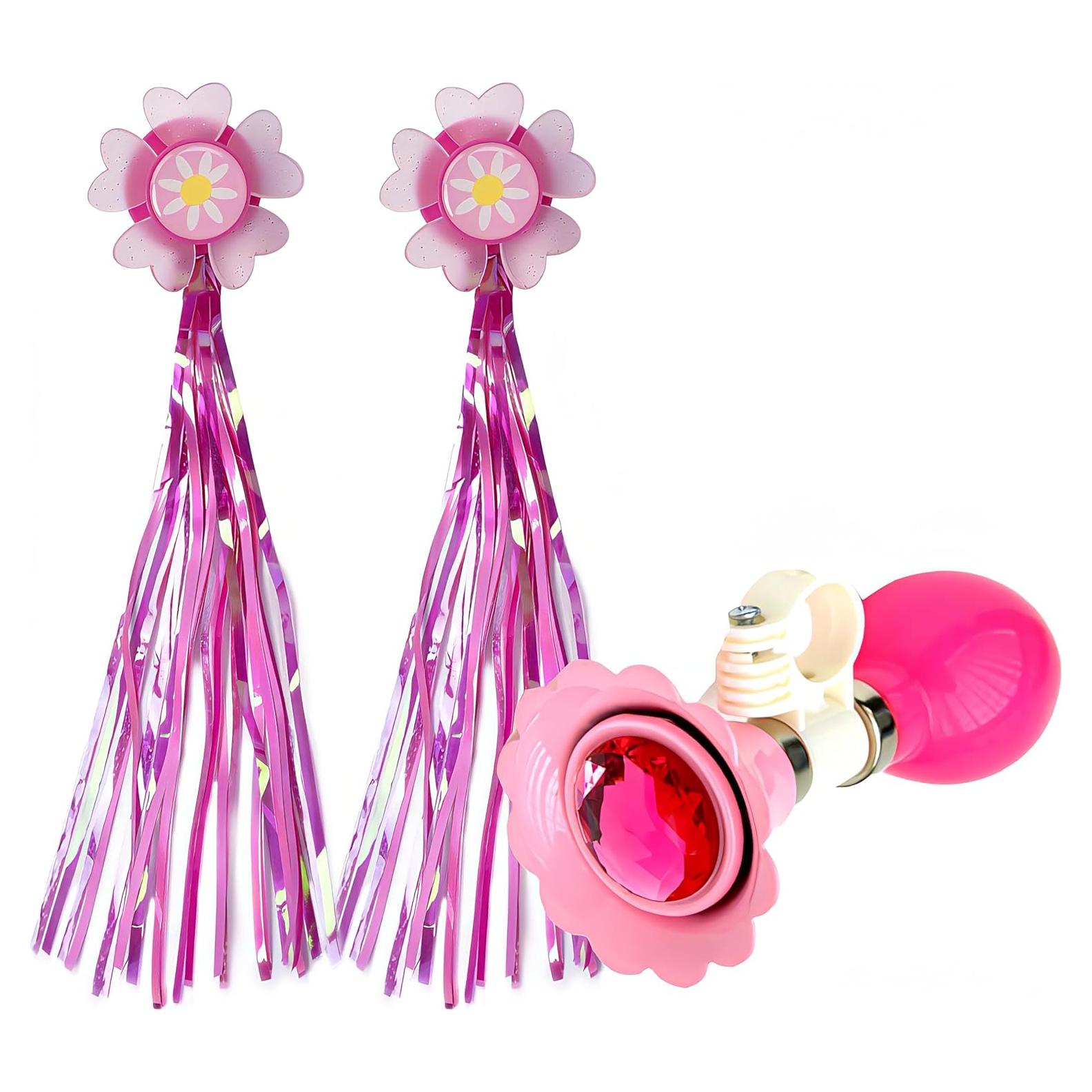 Timbre de Bicicleta Infantil Little World Rosa con Cintas