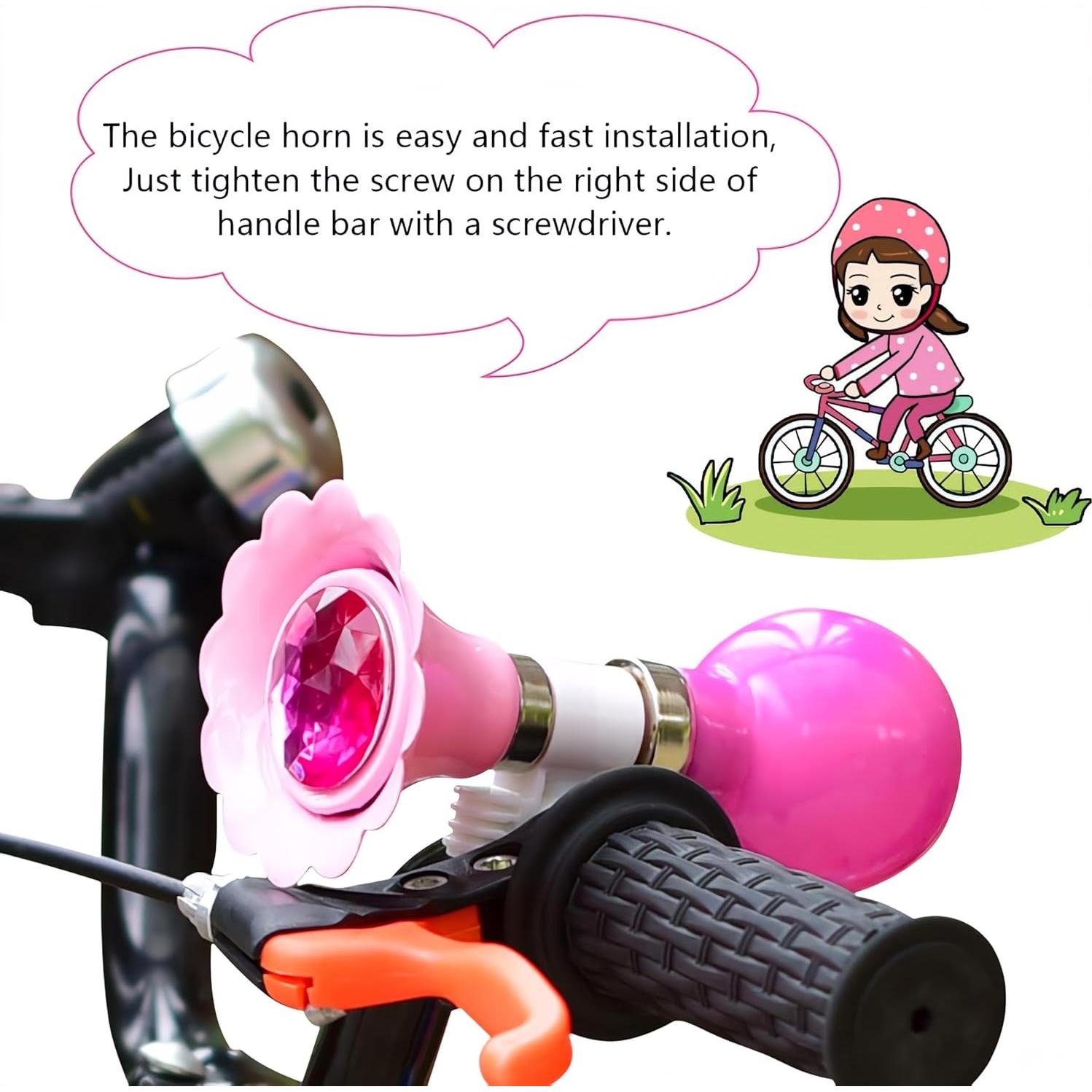 Timbre de Bicicleta Infantil Little World Rosa con Cintas