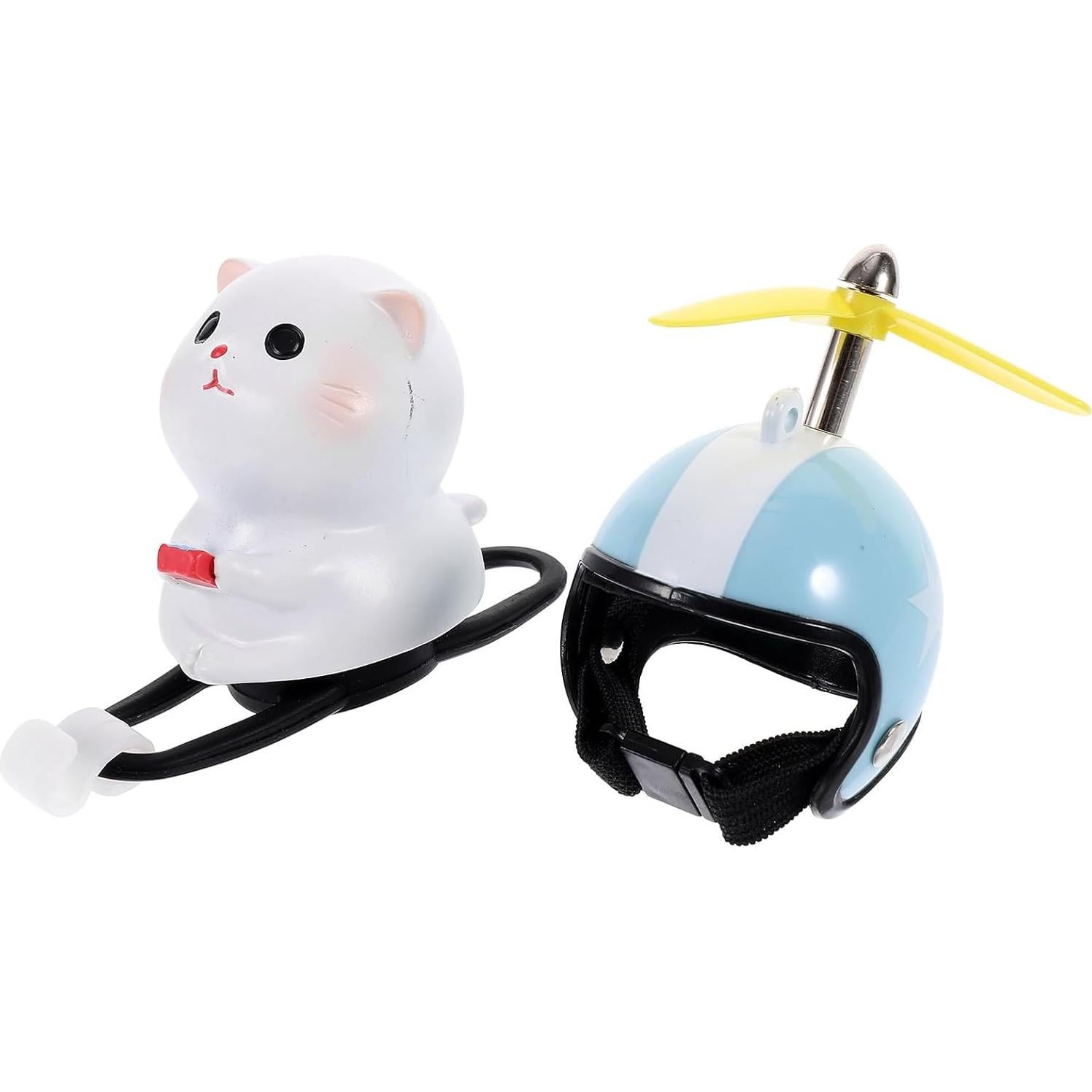 Timbre de Bicicleta PRETYZOOM Gato con Casco 8x5cm Verde