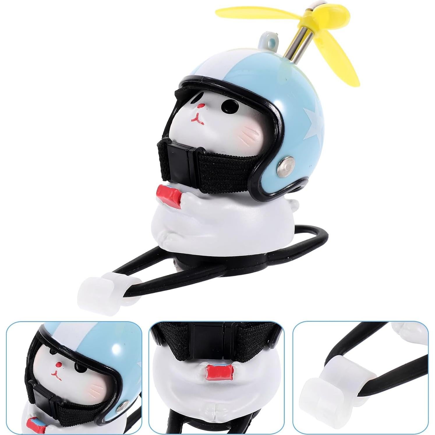 Timbre de Bicicleta PRETYZOOM Gato con Casco 8x5cm Verde