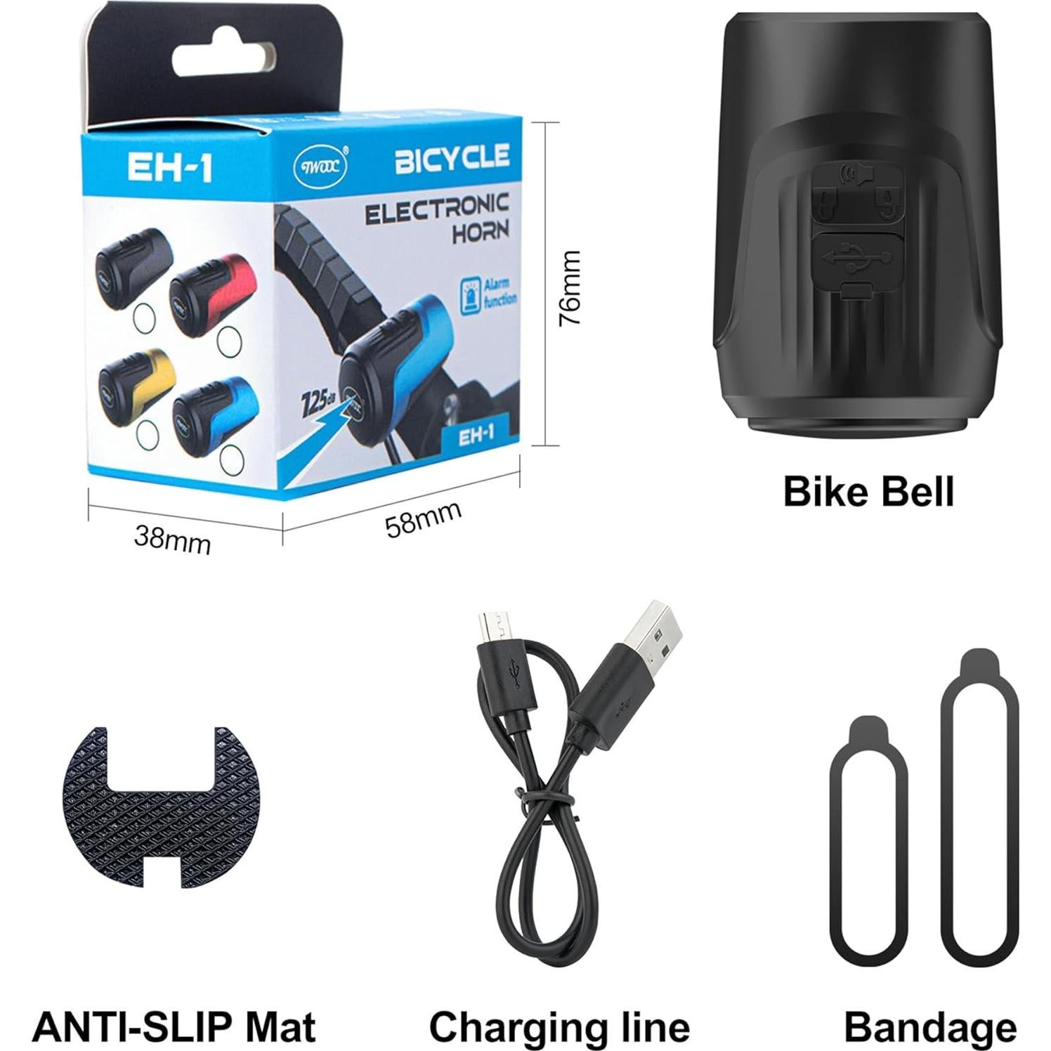 Bocina Eléctrica para Bicicleta Phidinova 125dB Impermeable