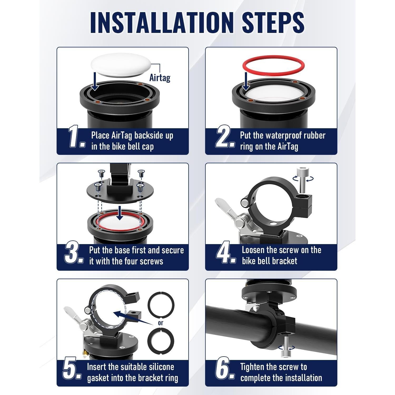 Timbre de bicicleta VICTGOAL VGA802 con soporte para AirTag