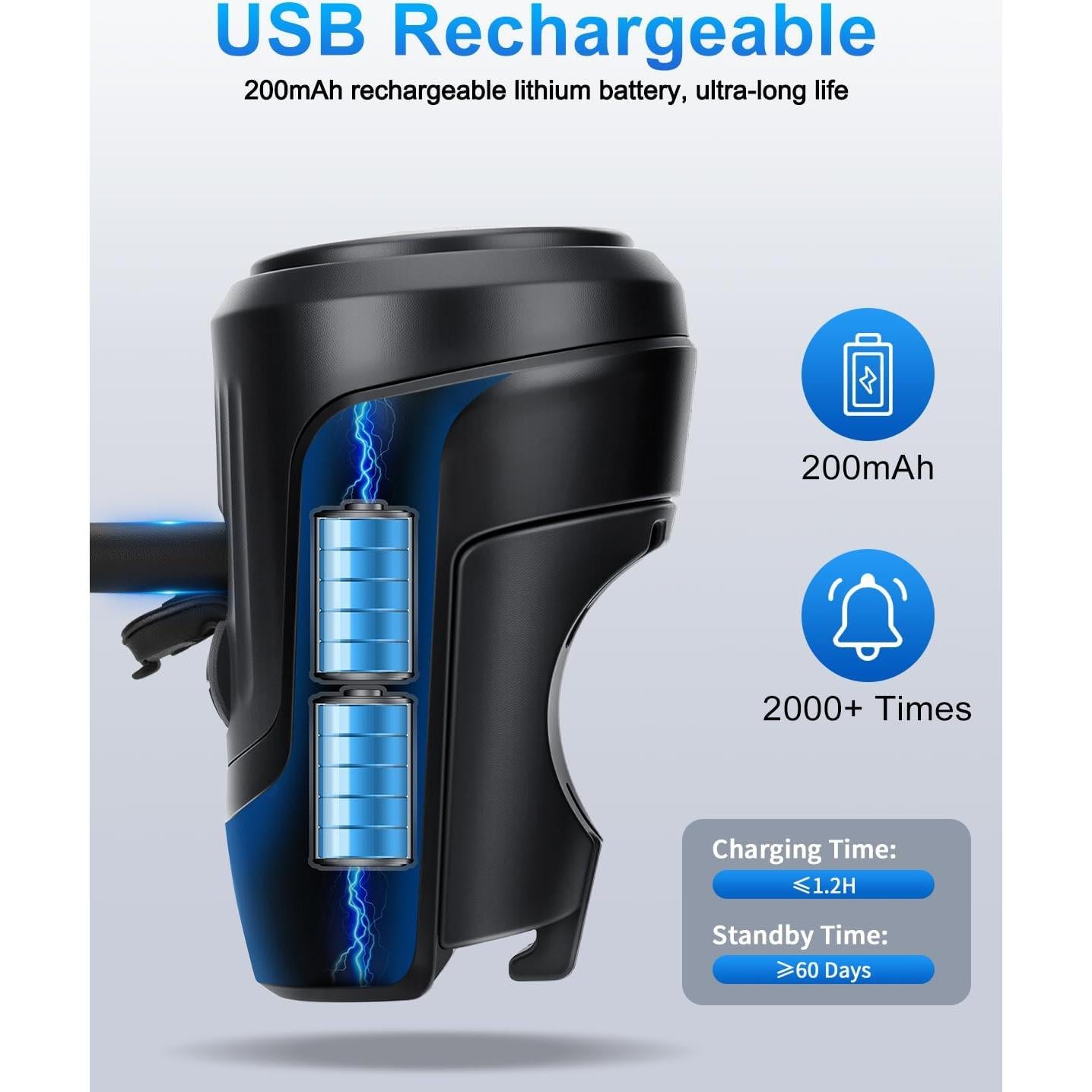 Timbre de Bicicleta Eléctrico EQIIO EH-1 125dB Recargable USB