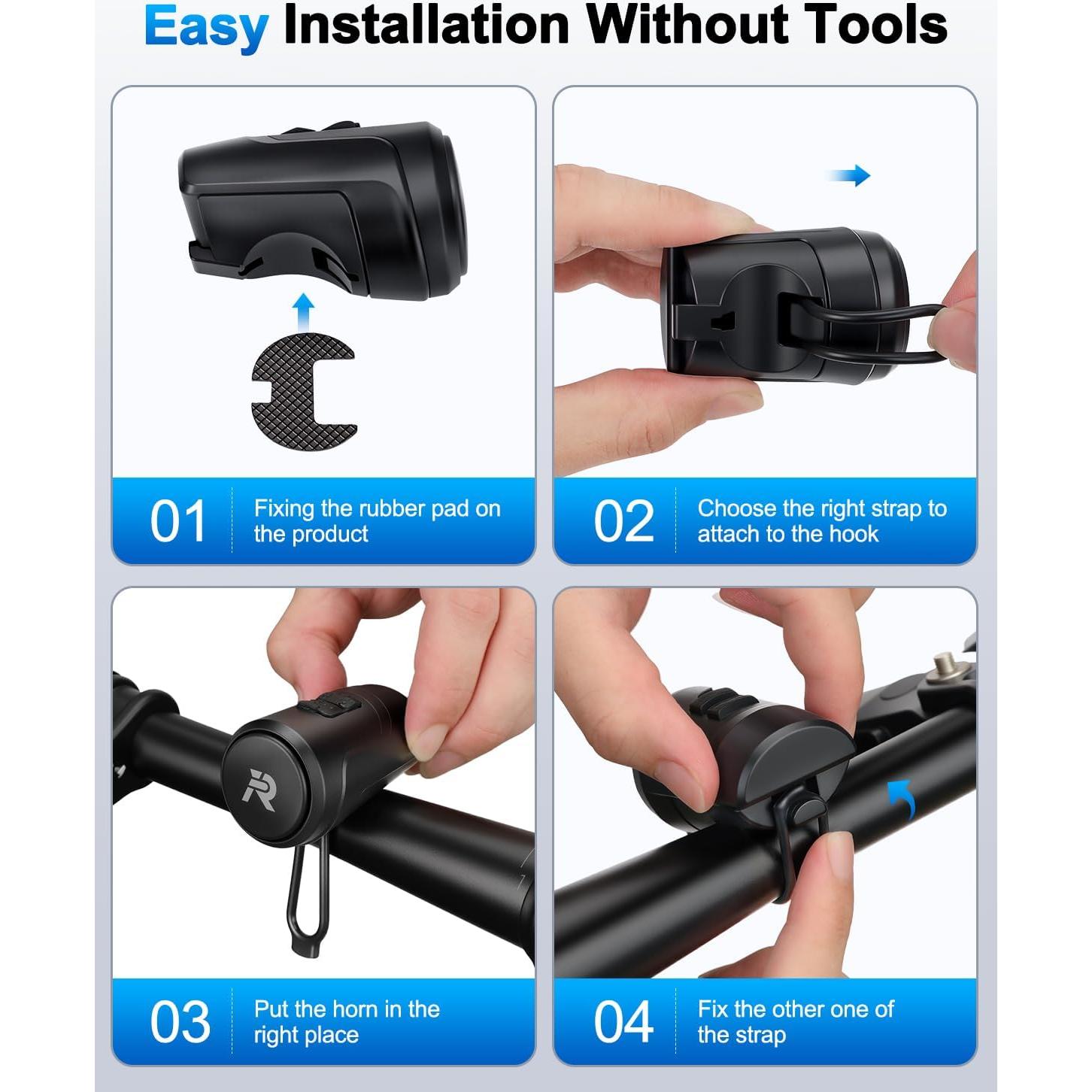 Timbre de Bicicleta Eléctrico EQIIO EH-1 125dB Recargable USB