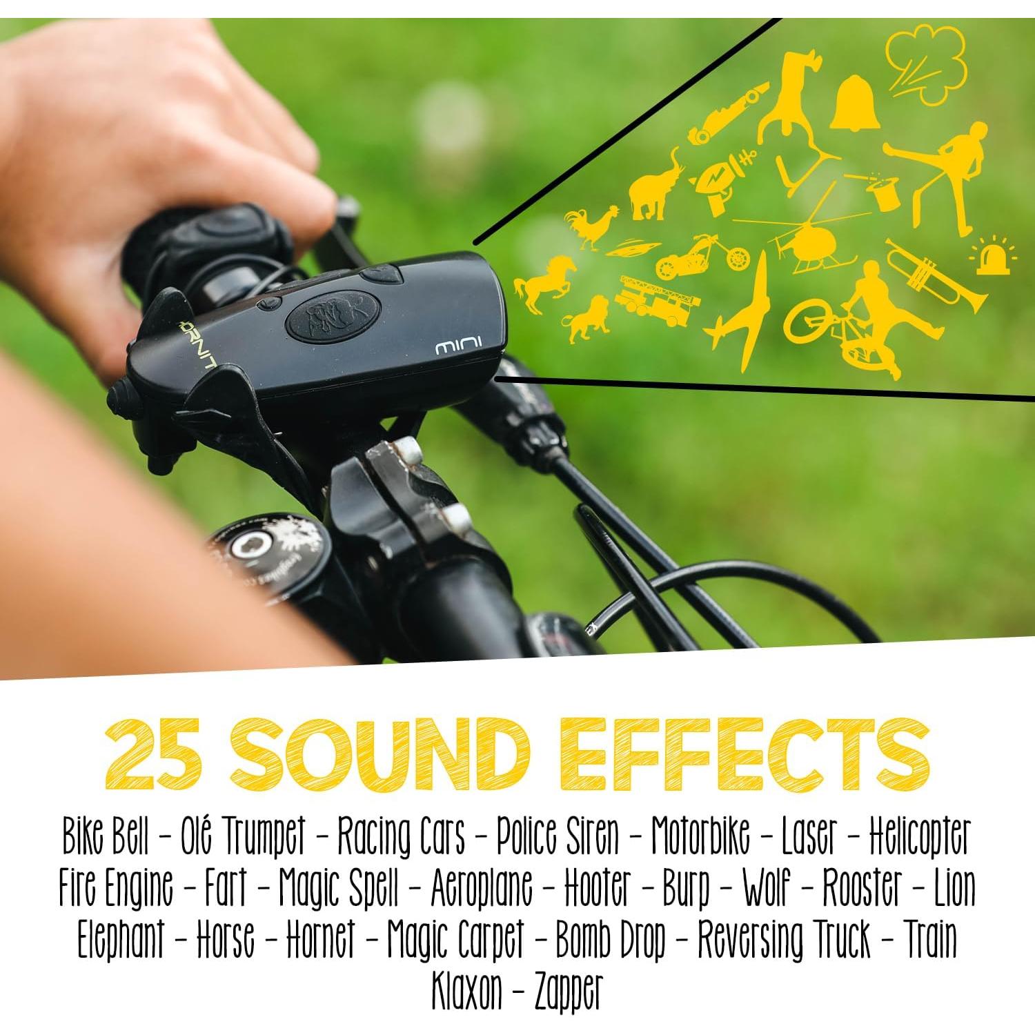 Claxon Mini Hornit para Bicicleta y Scooter - 25 Sonidos