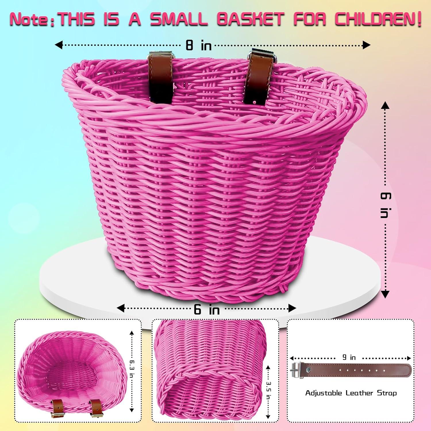 Juego de Cesta para Bicicleta FANOVO Rosa con Timbre y Streamers