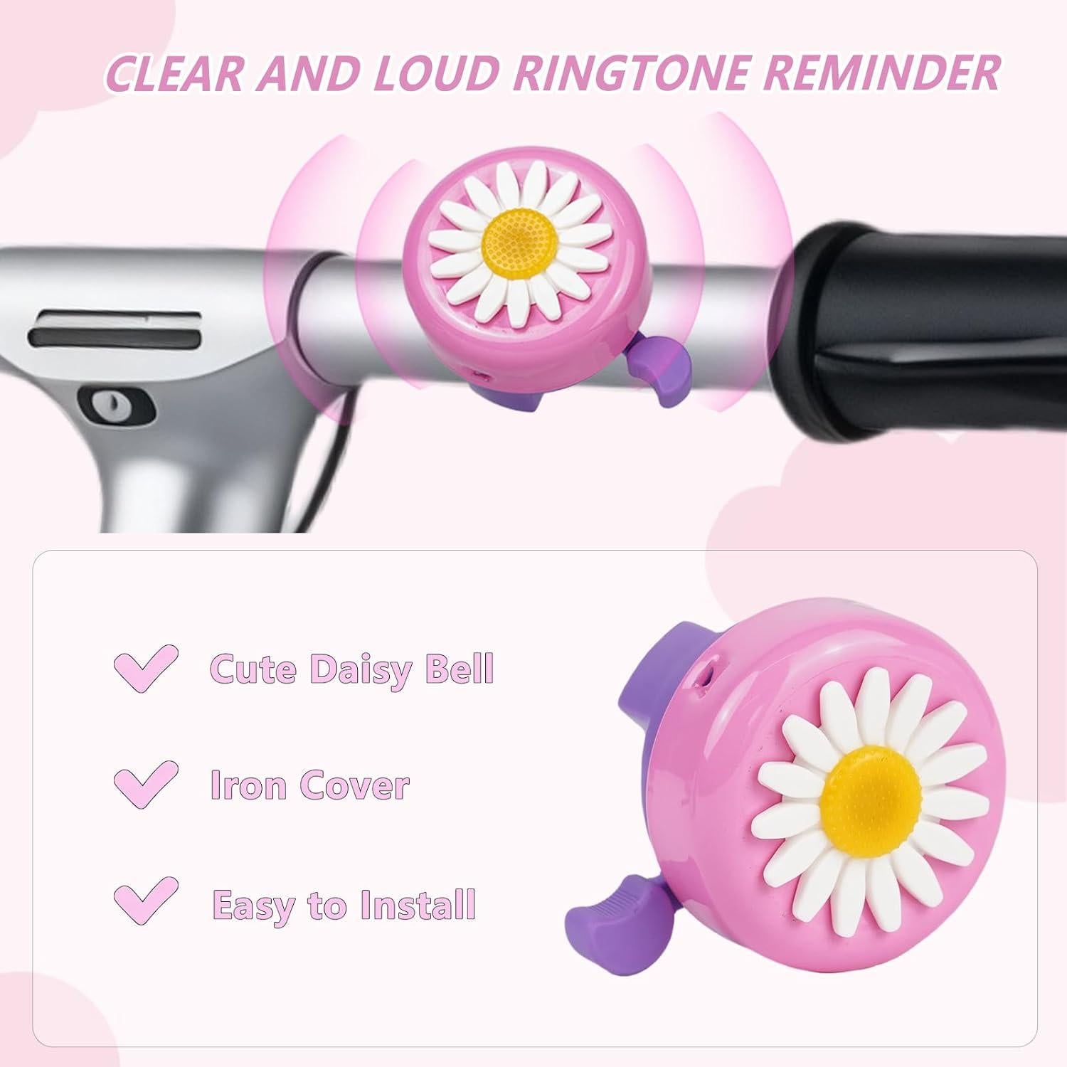 Campana de Bicicleta Fntjlro con Streamers Rosa para Niñas