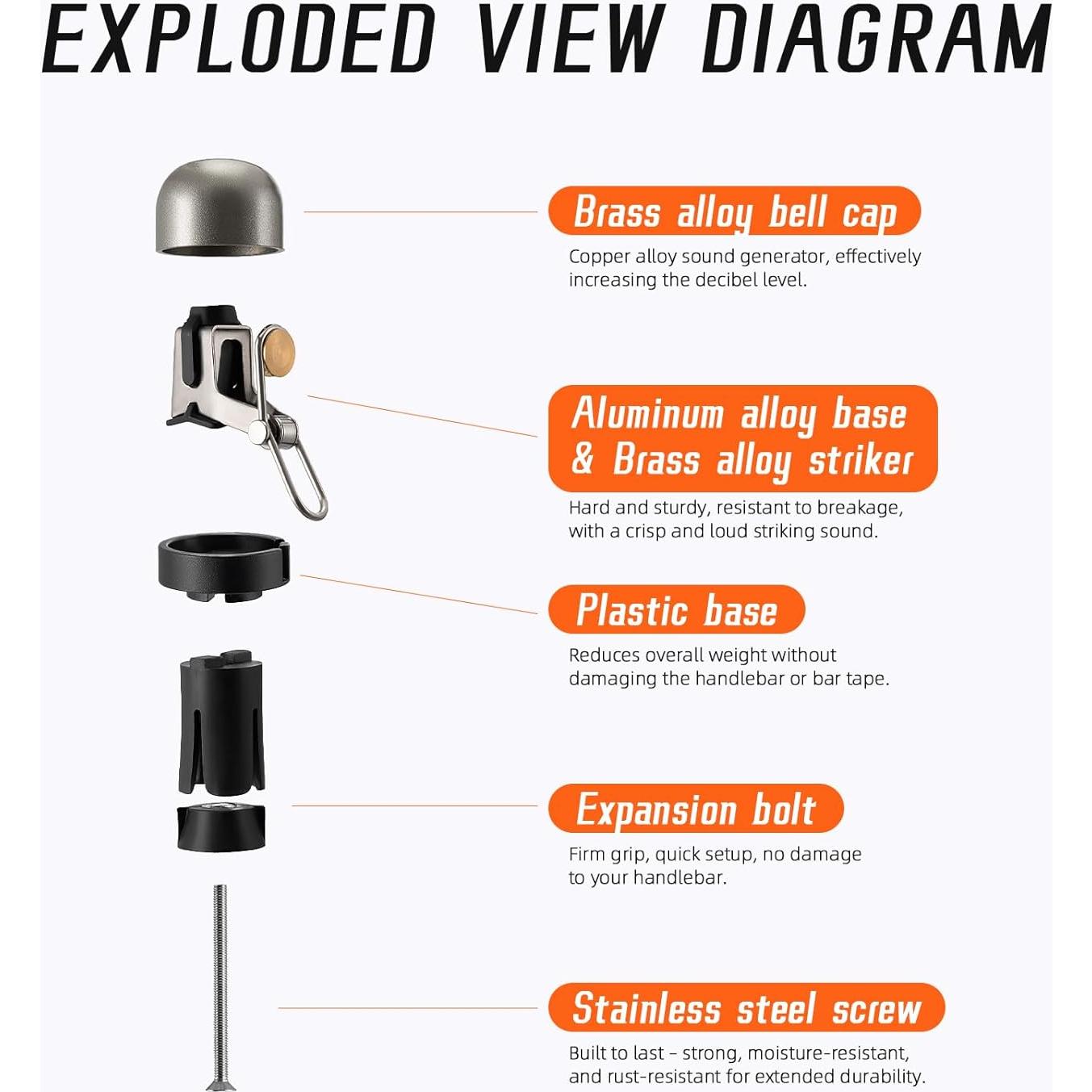 Timbre de Manillar ACRUNU BSLD de Aluminio 80dB Impermeable