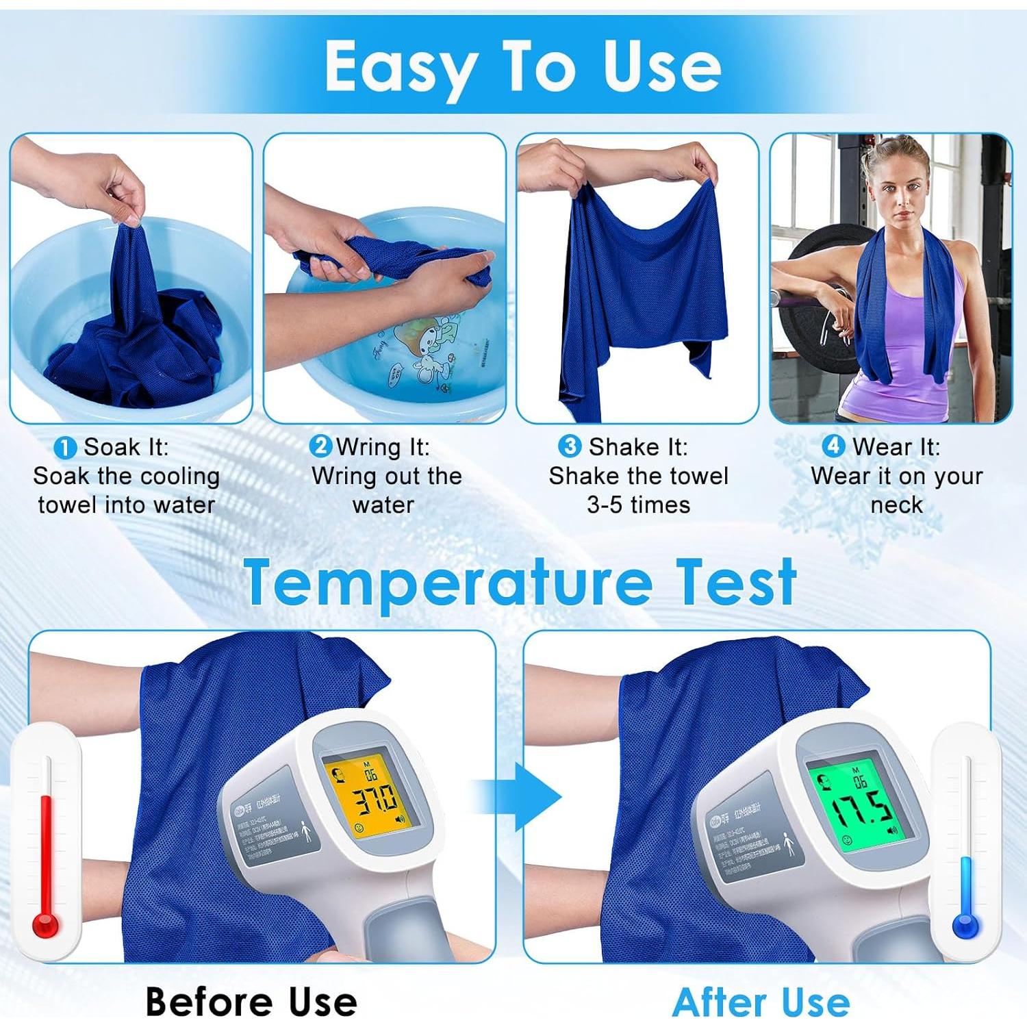 Paquete de 4 Toallas Enfriadoras Finvizo 101.6x30.5cm Microfibra