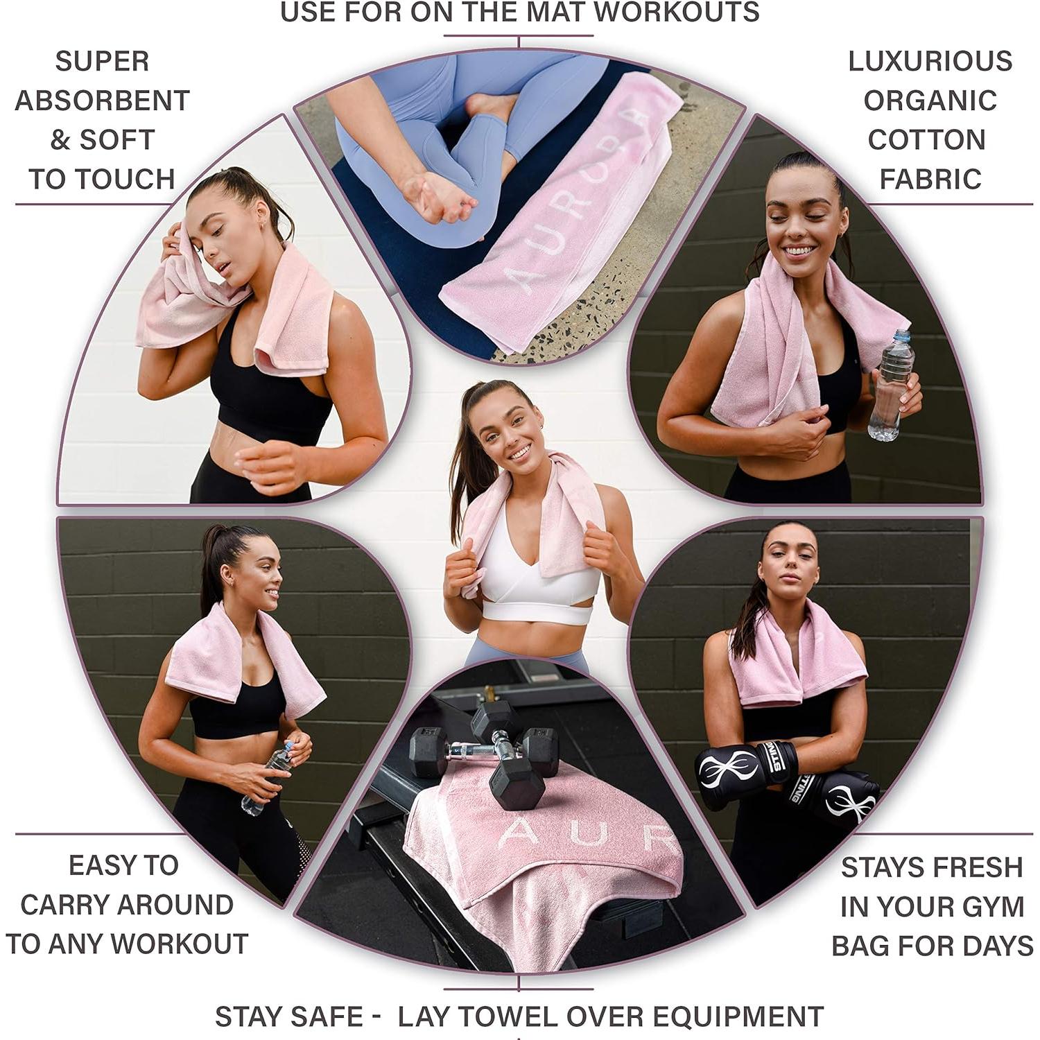 Toalla de Gimnasio Aurora Athletica 100% Algodón Orgánico 80x40cm Rosa