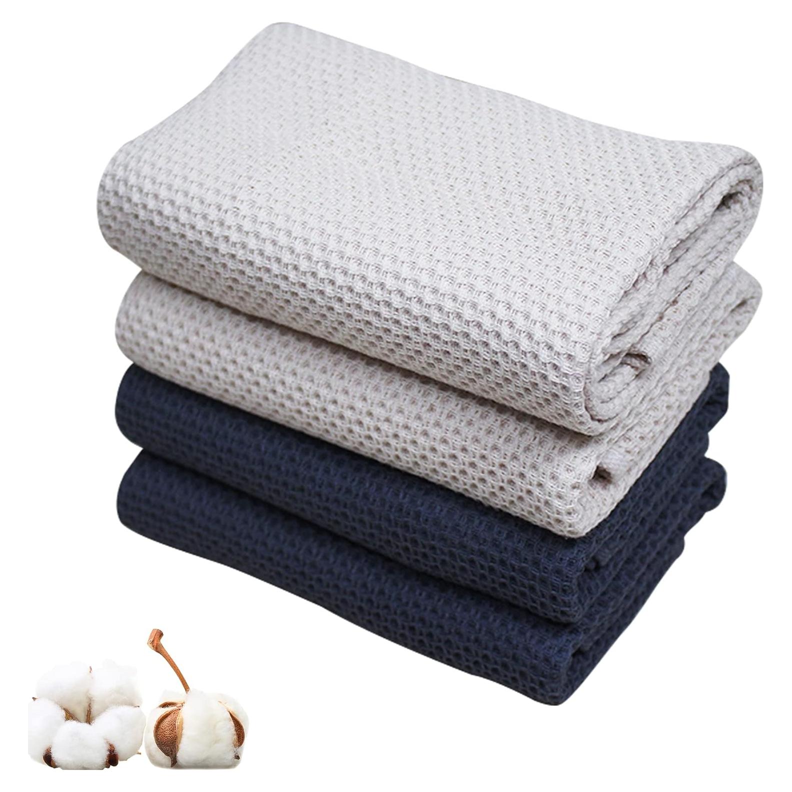 Paquete de 4 Toallas de Yoga LXMOJITU 100% Algodón Waffle