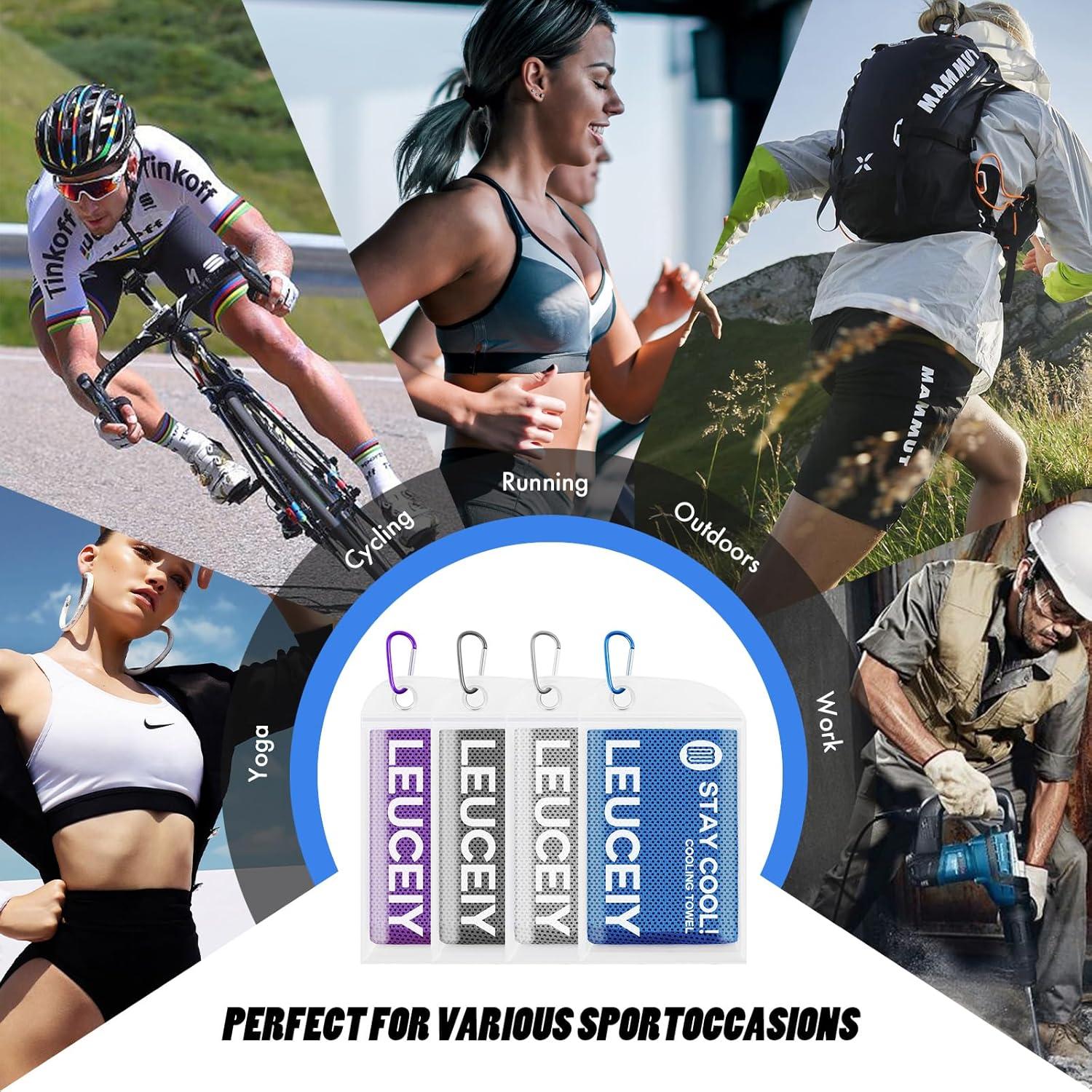 Paquete de 4 Toallas Enfriadoras Leuceiy Microfibra 101.6x30.5cm