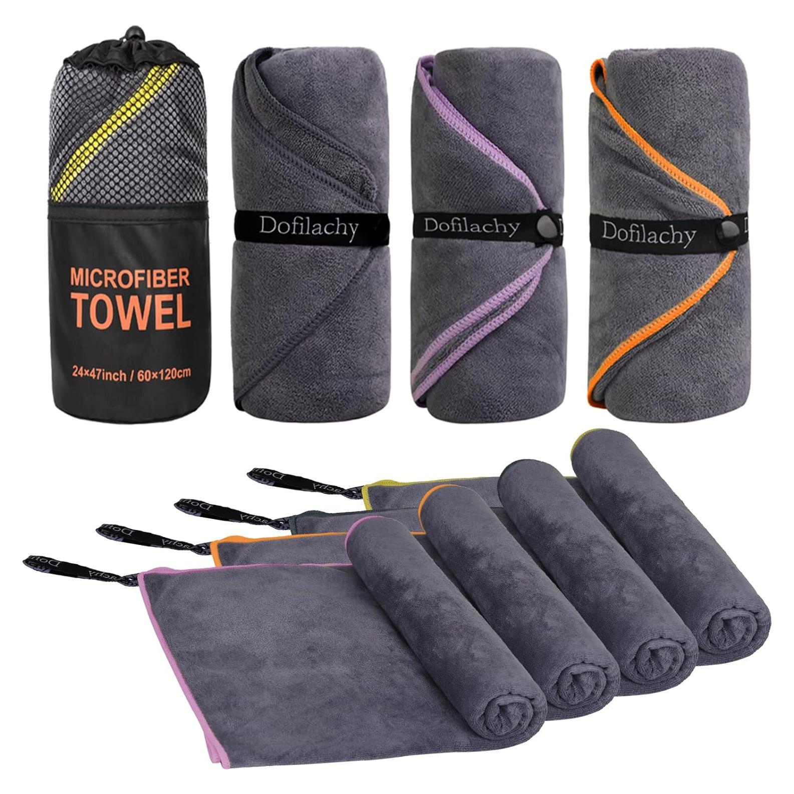 Dofilachy Toallas de Camping Microfibra 4 Pack Secado Rápido