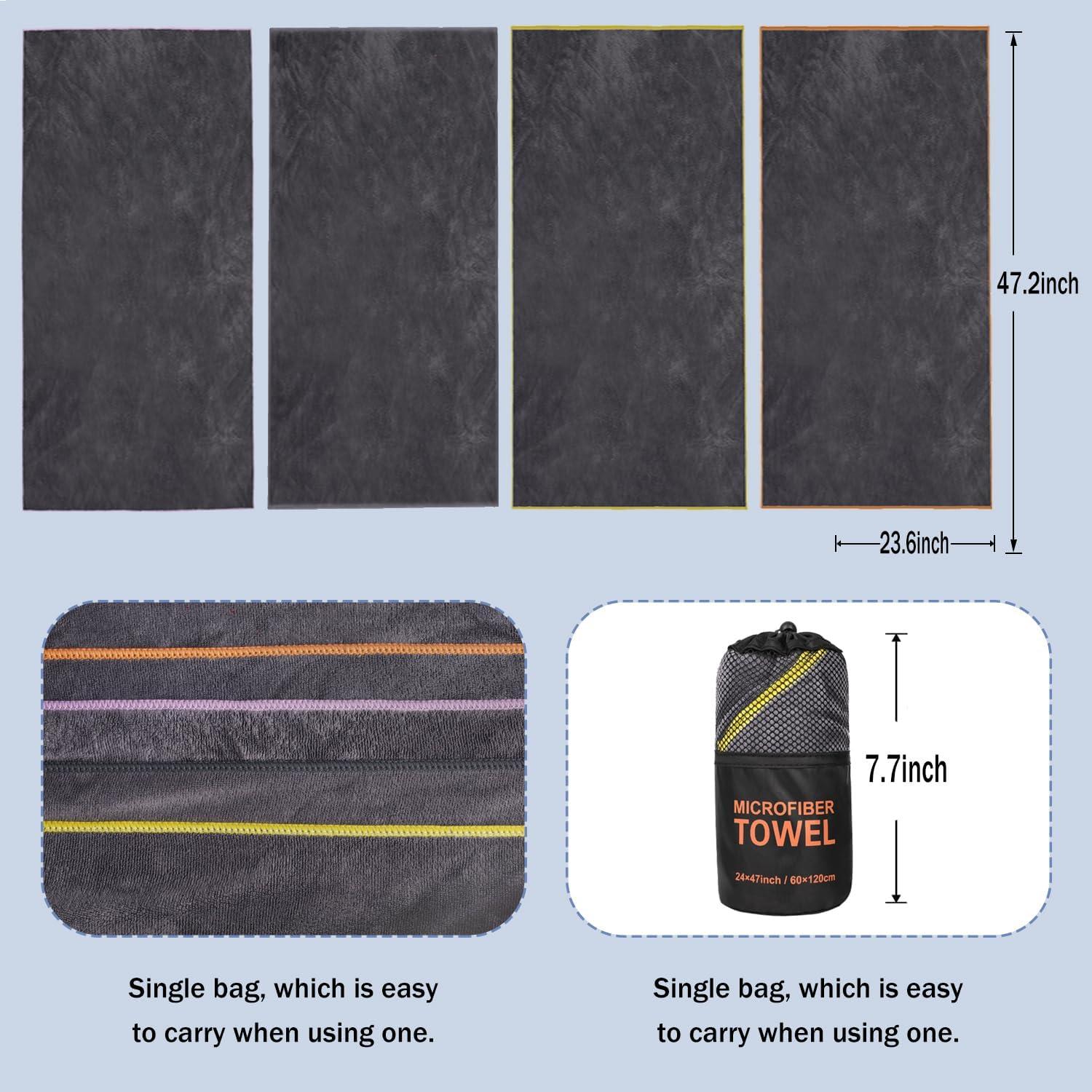 Dofilachy Toallas de Camping Microfibra 4 Pack Secado Rápido