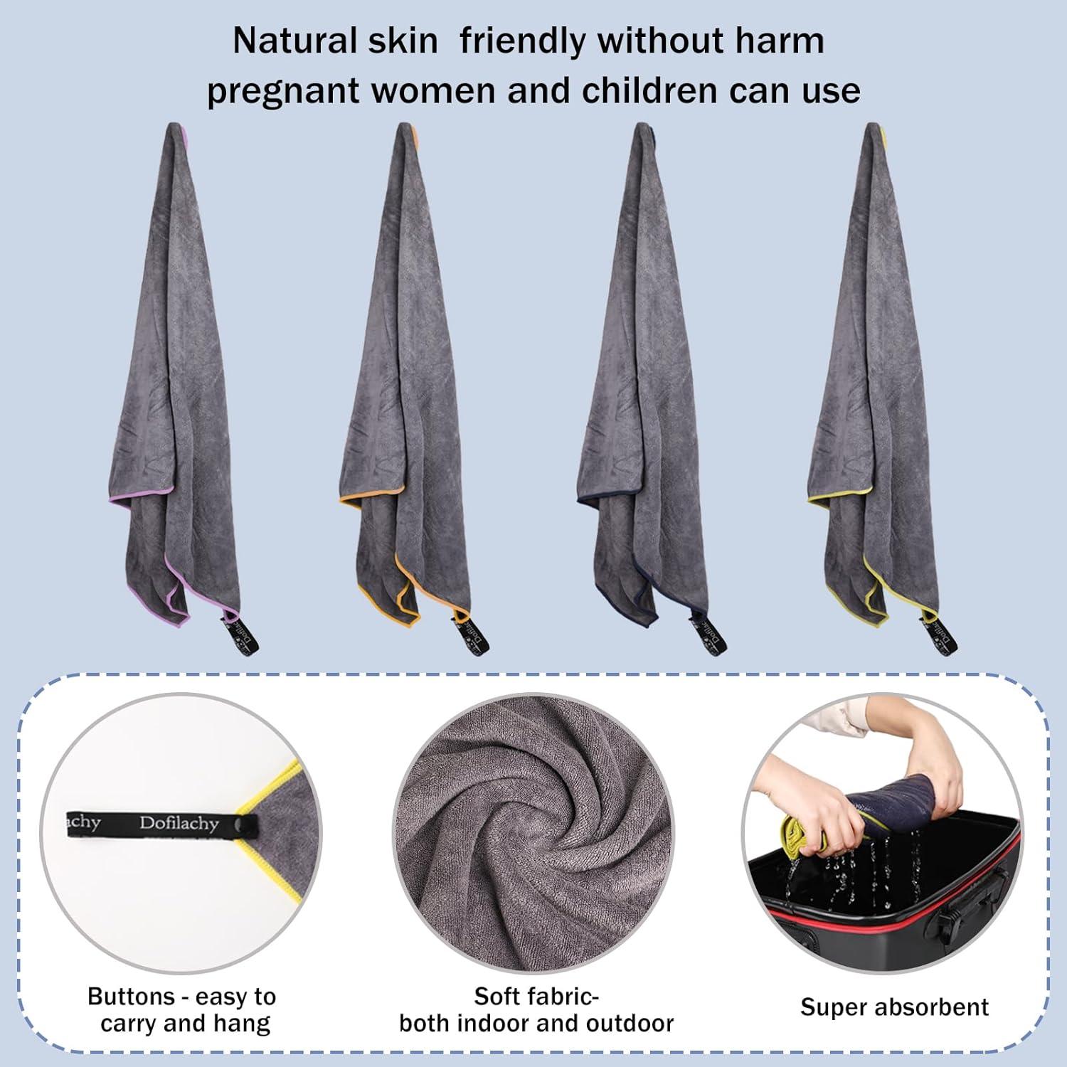 Dofilachy Toallas de Camping Microfibra 4 Pack Secado Rápido