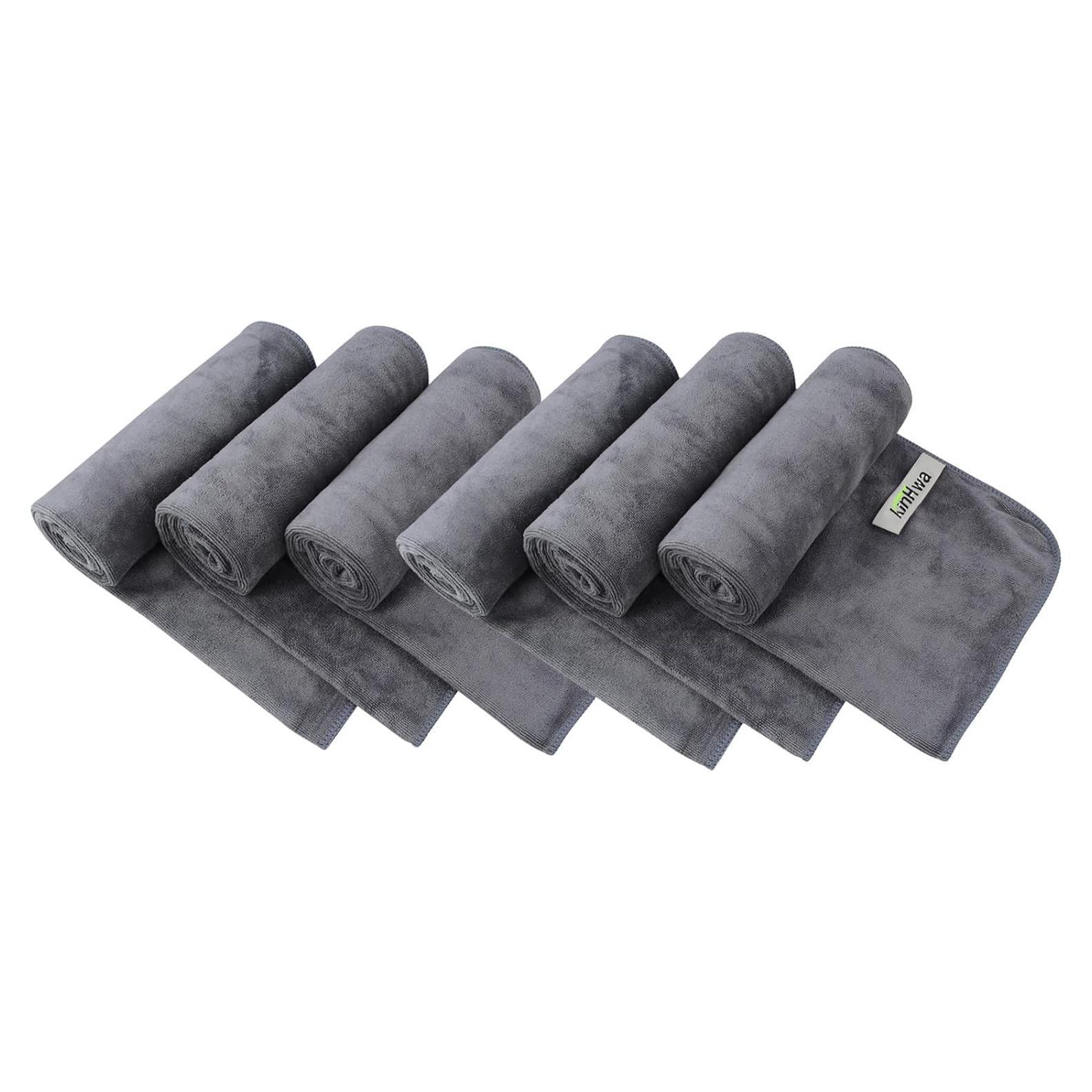 Toallas de Gimnasio KinHwa Microfibra 40x79cm 6 Paquete Gris