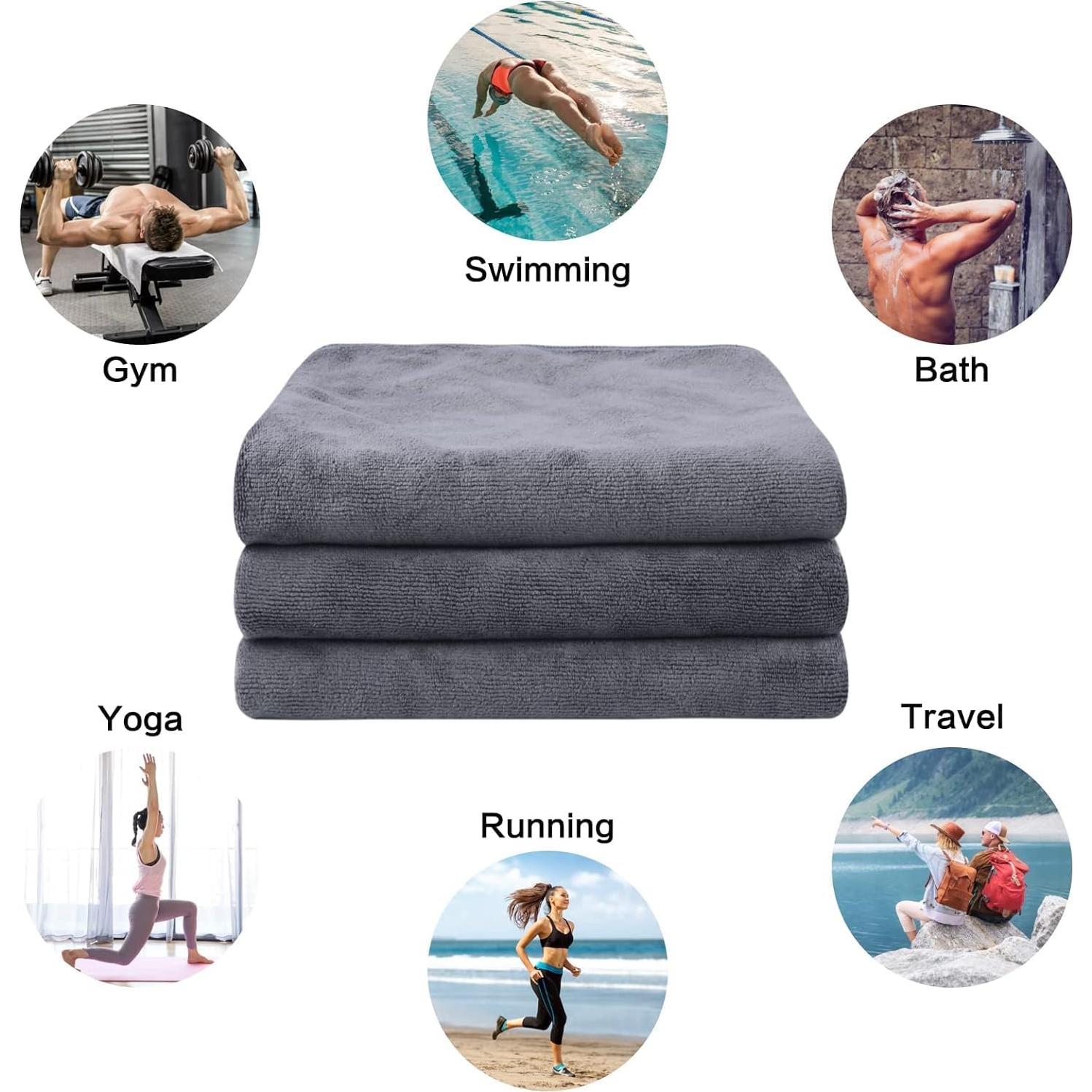 Toallas de Gimnasio KinHwa Microfibra 40x79cm 6 Paquete Gris