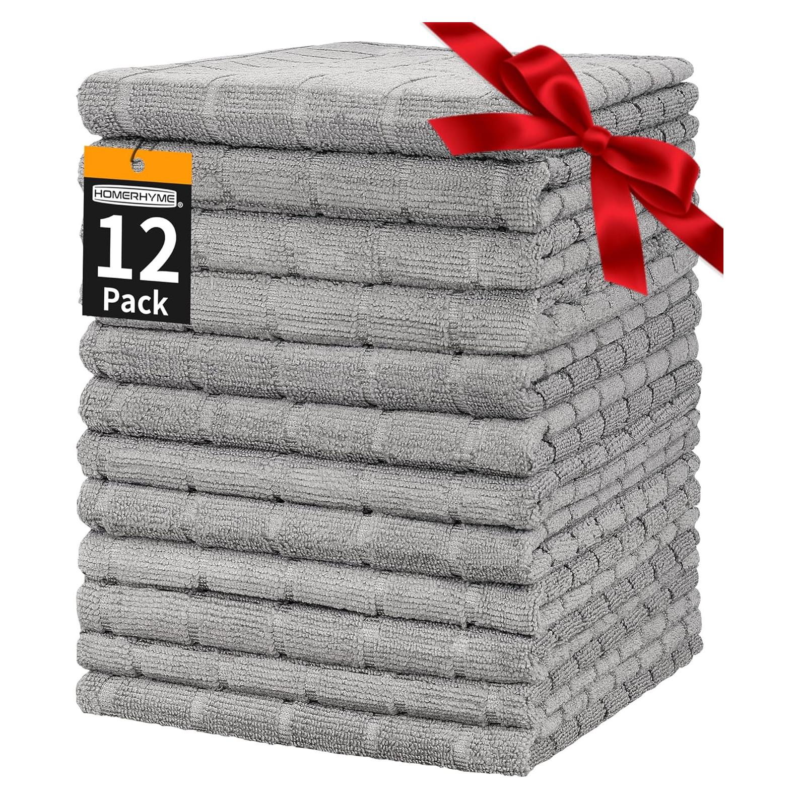 Toallas de Mano HOMERHYME Microfibra Gris 63.5x38.1cm Paquete 12