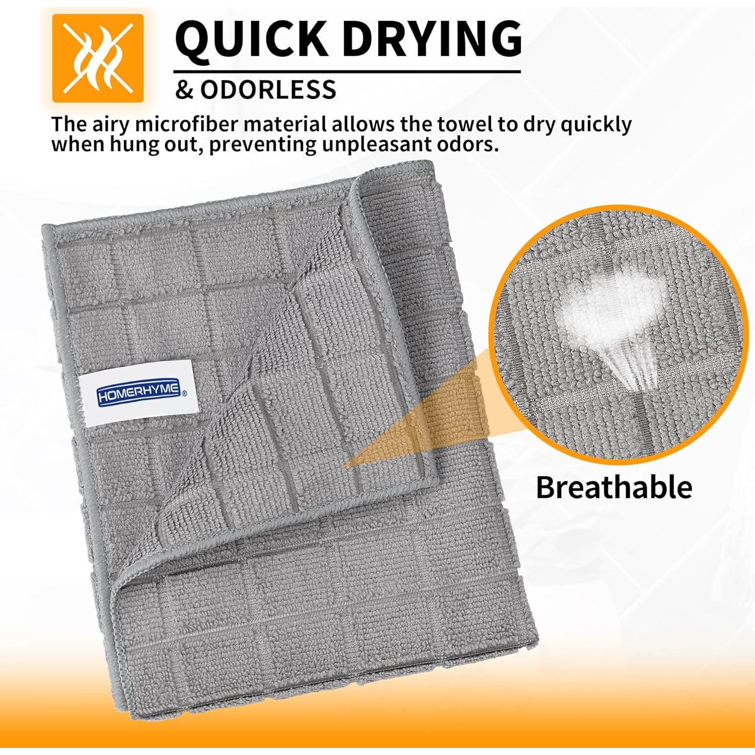 Toallas de Mano HOMERHYME Microfibra Gris 63.5x38.1cm Paquete 12