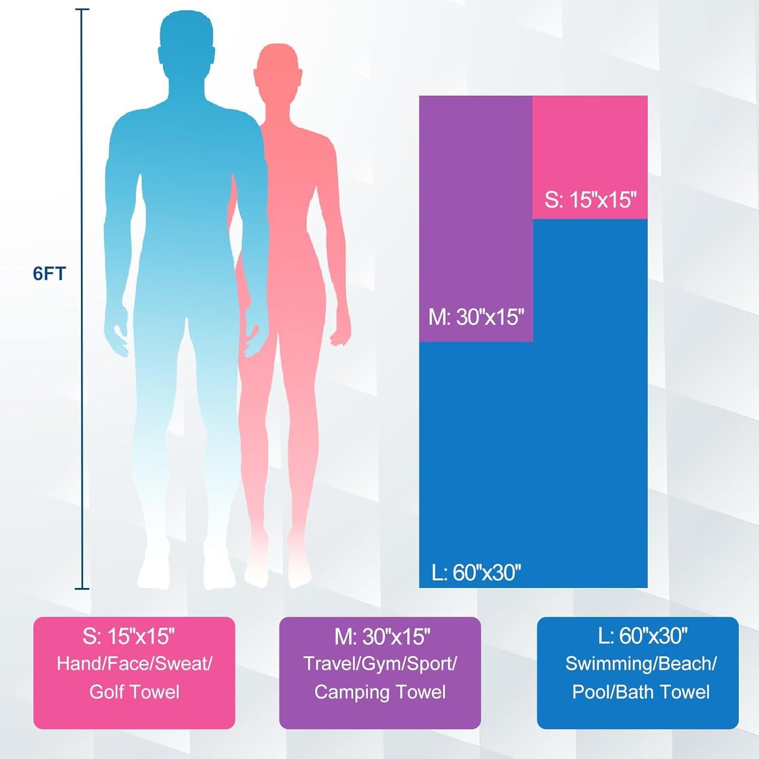 Toalla de Camping Microfibra Eunzel 3 Tamaños Secado Rápido