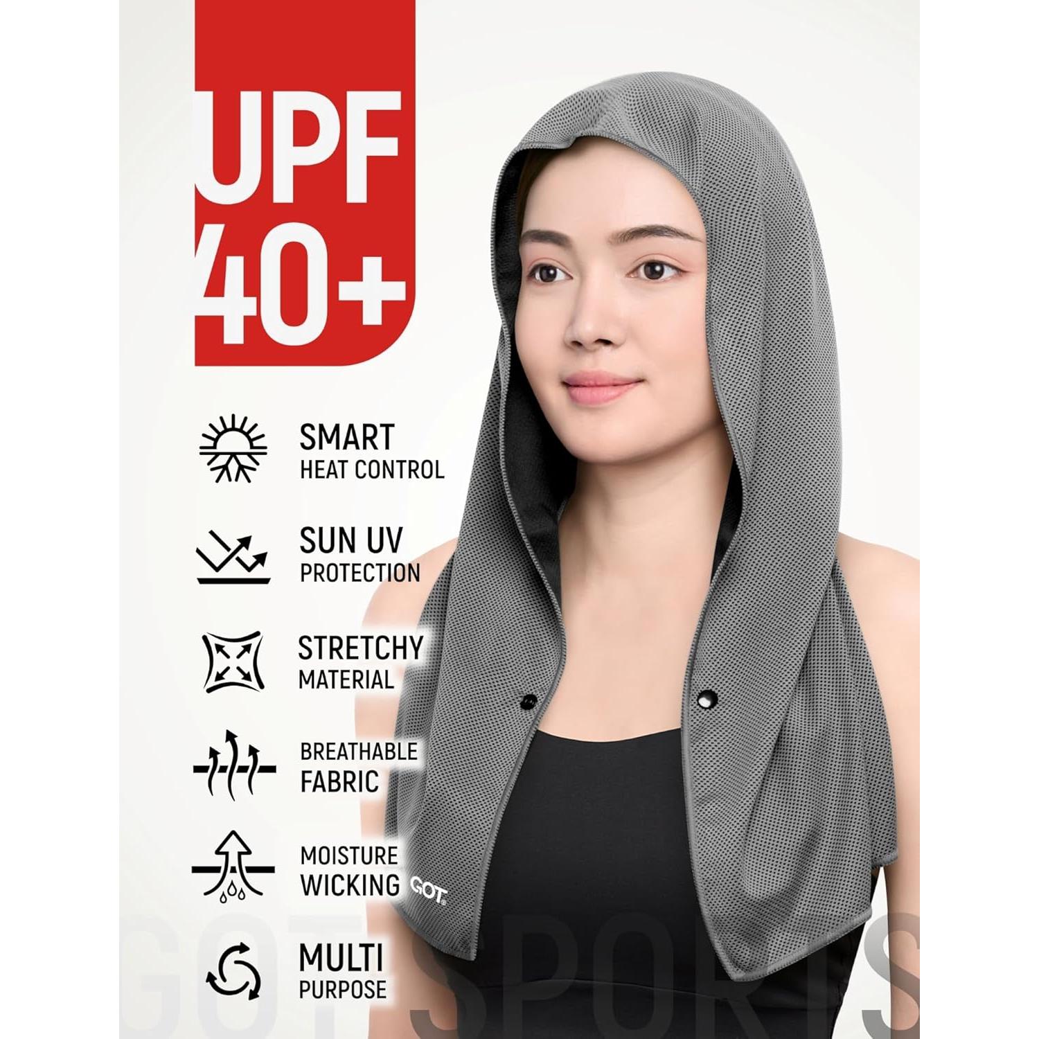 Toalla con Capucha Refrigerante GOT Sports - UPF 40 - Gris