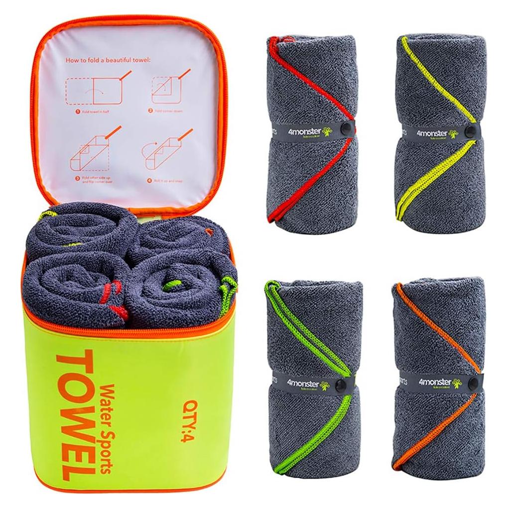 Toallas de Microfibra 4Monster - Paquete de 4, Secado Rápido