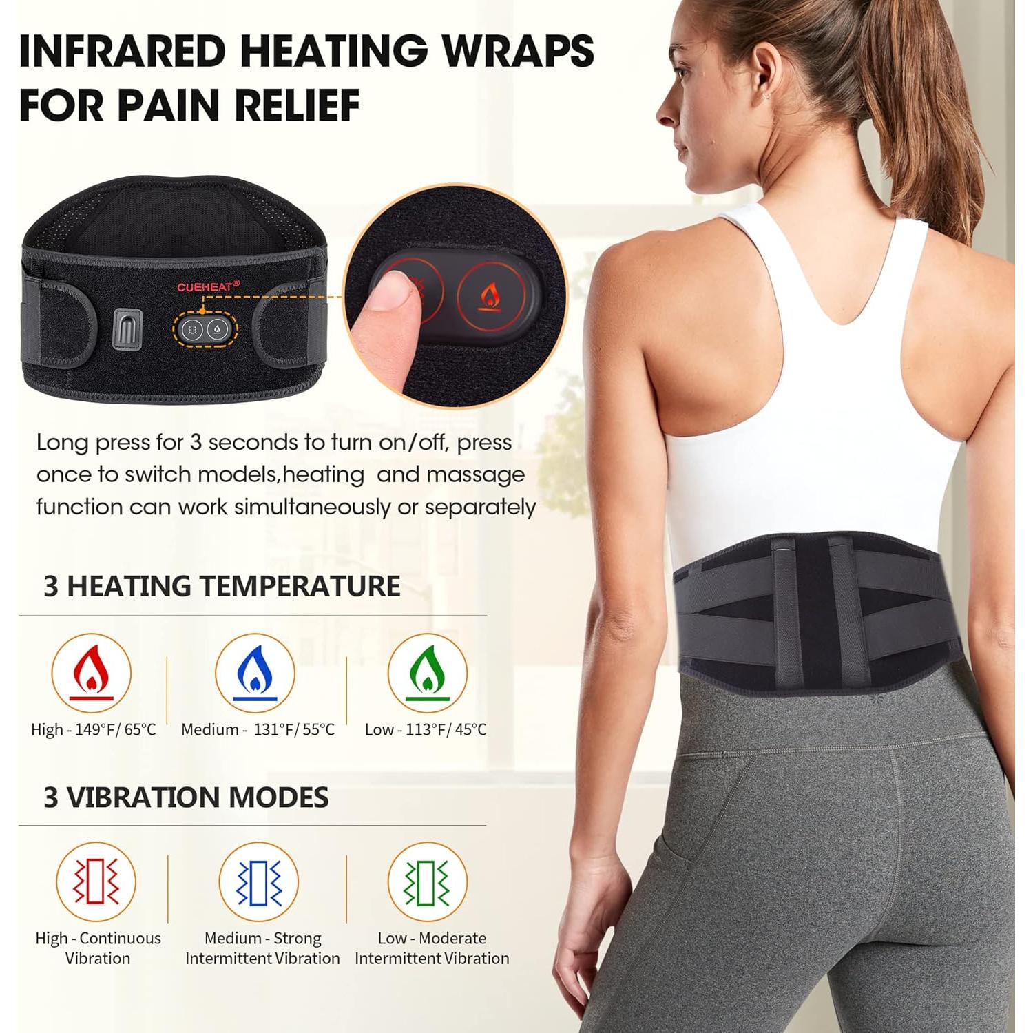 Cinturón Calentador CUEHEAT Inalámbrico Masaje 134 cm Negro