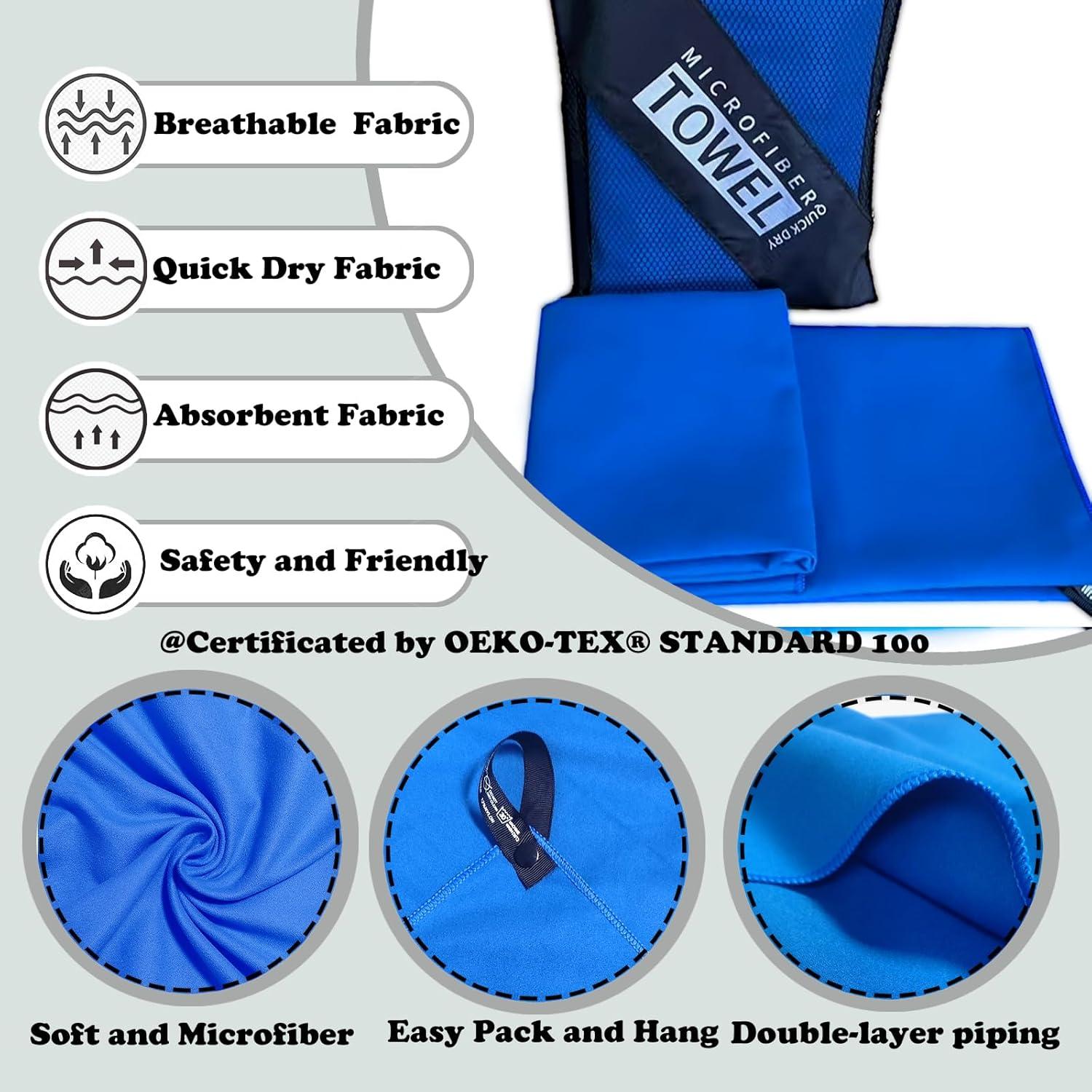 Toalla de Playa Microfibra Isuaia 30x60 cm Azul Real Secado Rápido