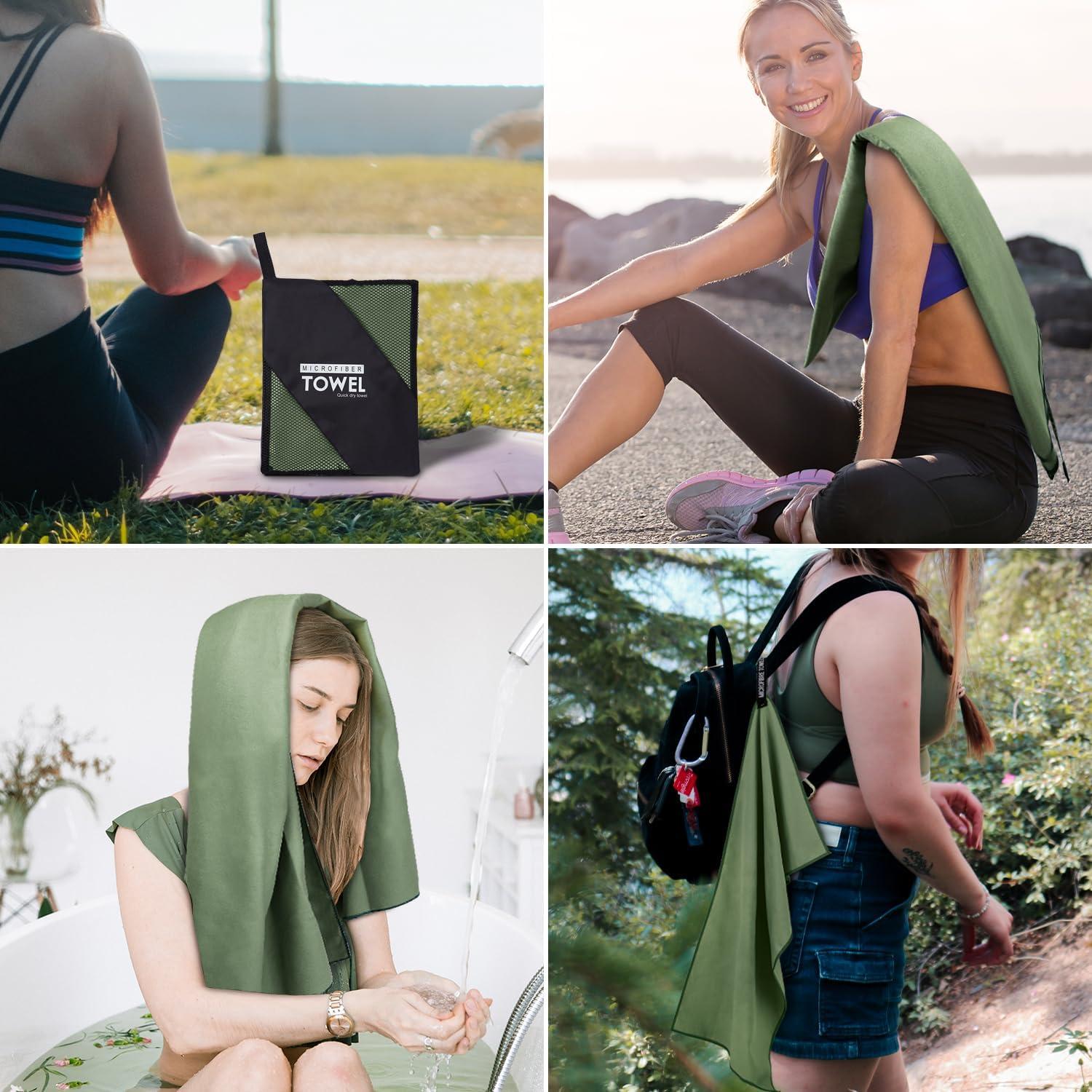 Toalla de Playa ZIUDBOC Microfibra 60x120 cm Verde Ejército