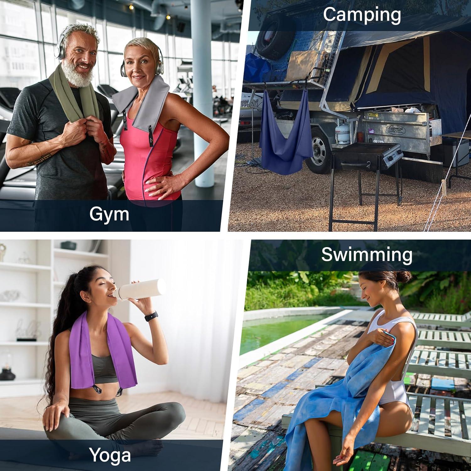 Toalla de Viaje Microfibra APEXUP 61x30.5cm Gris Secado Rápido