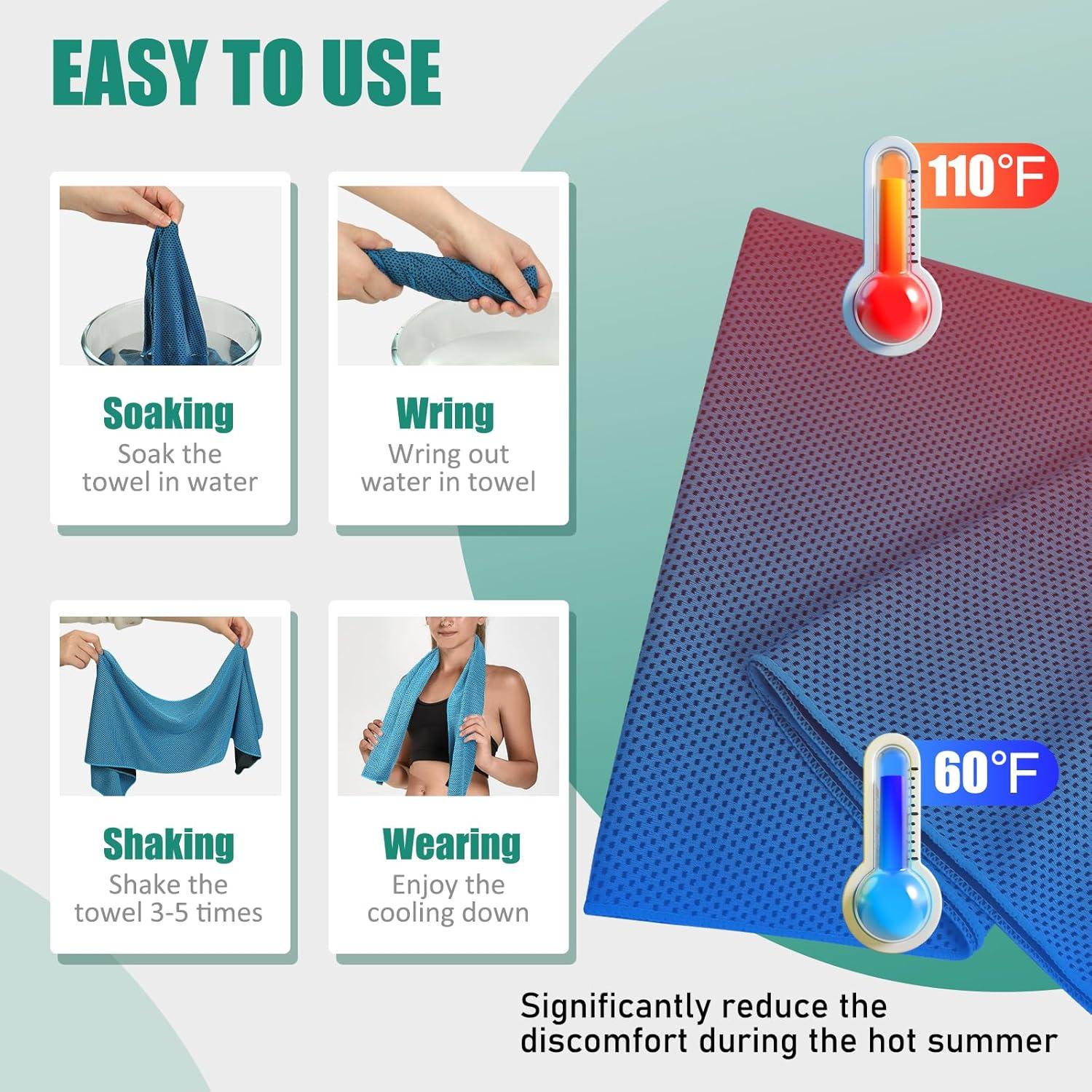 Toallas Enfriadoras Deportivas Haoteey 6 PCS 101.6x30.48 cm