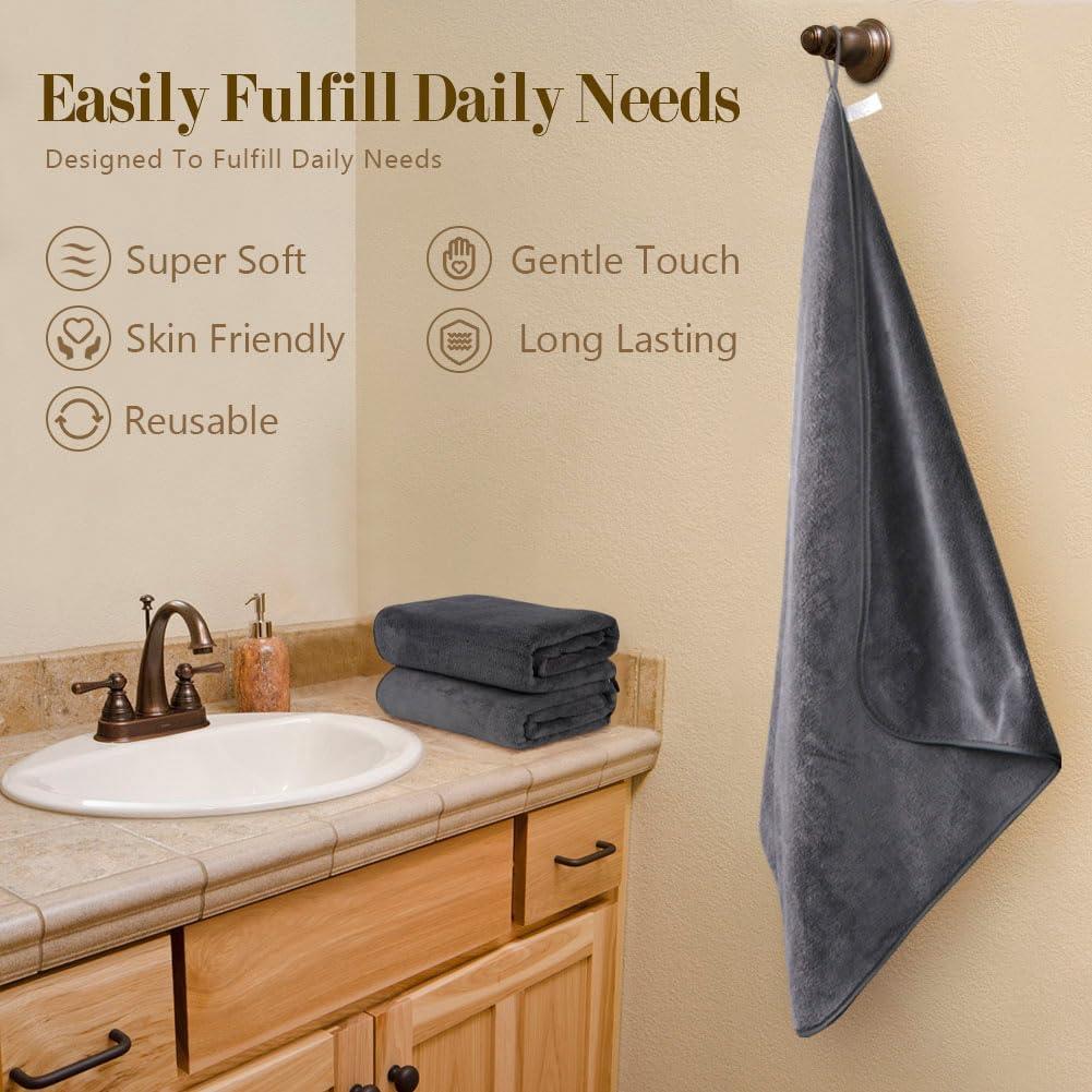 Paquete de 2 Toallas de Baño Orighty Microfibra Gris 68x137 cm
